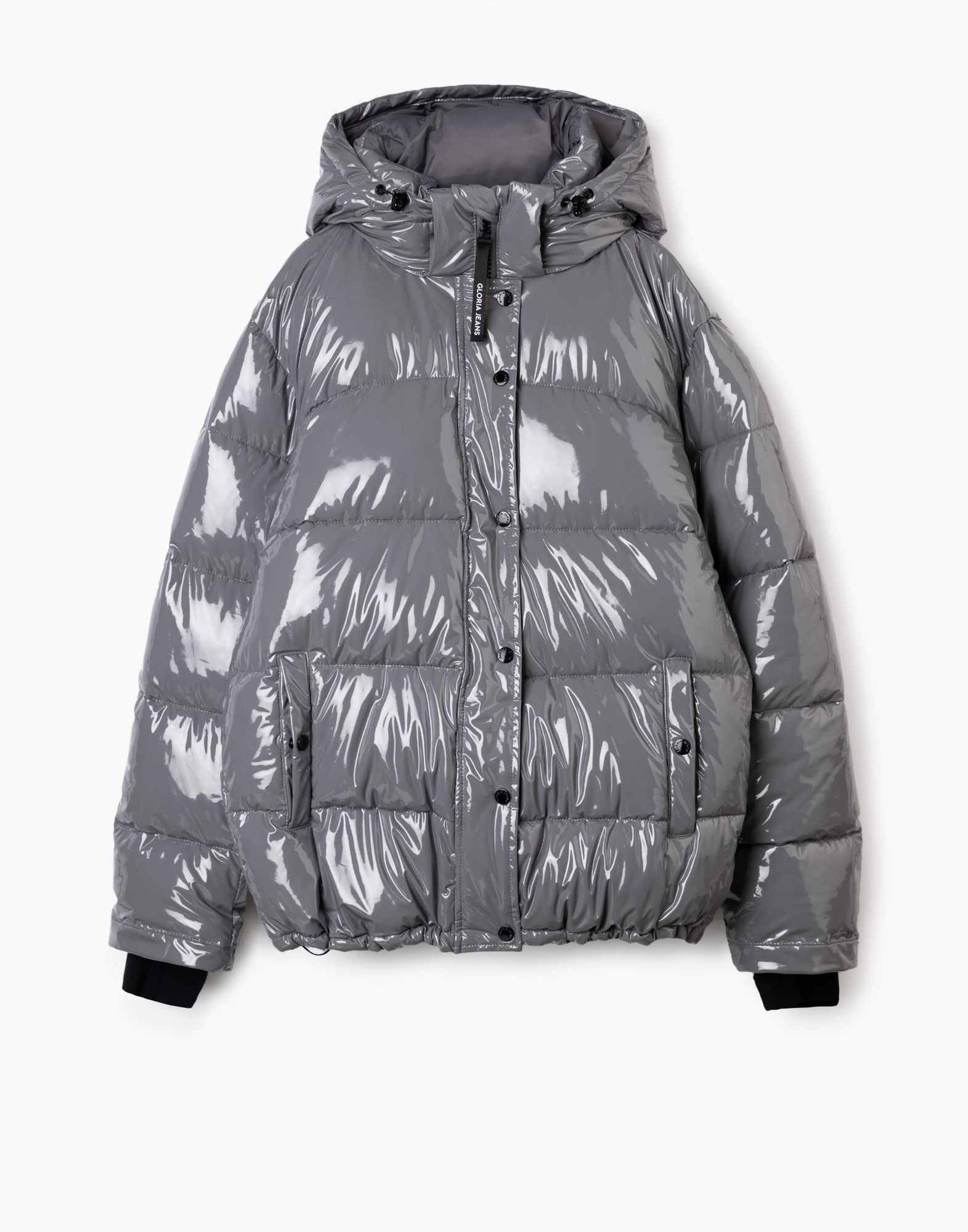 Серая oversize-куртка с синтепухом и карманами-8