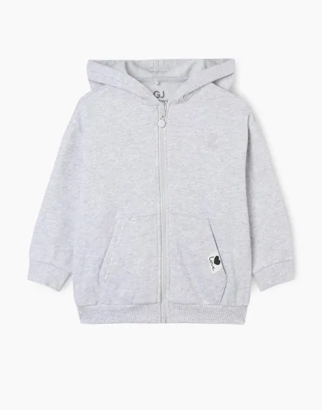 Серая толстовка oversize с вышивкой для девочки-0