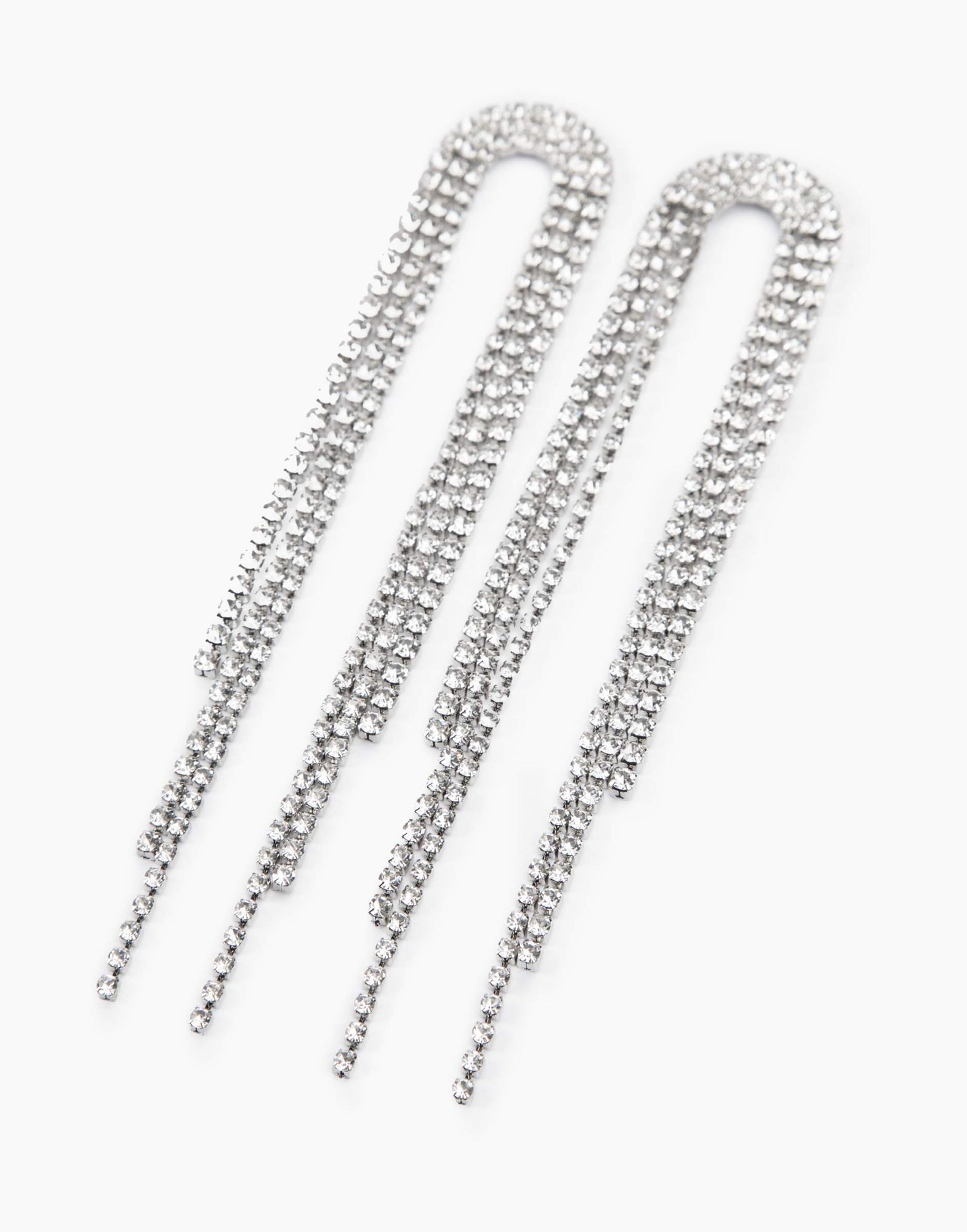 Серебристые серьги со стразами-1