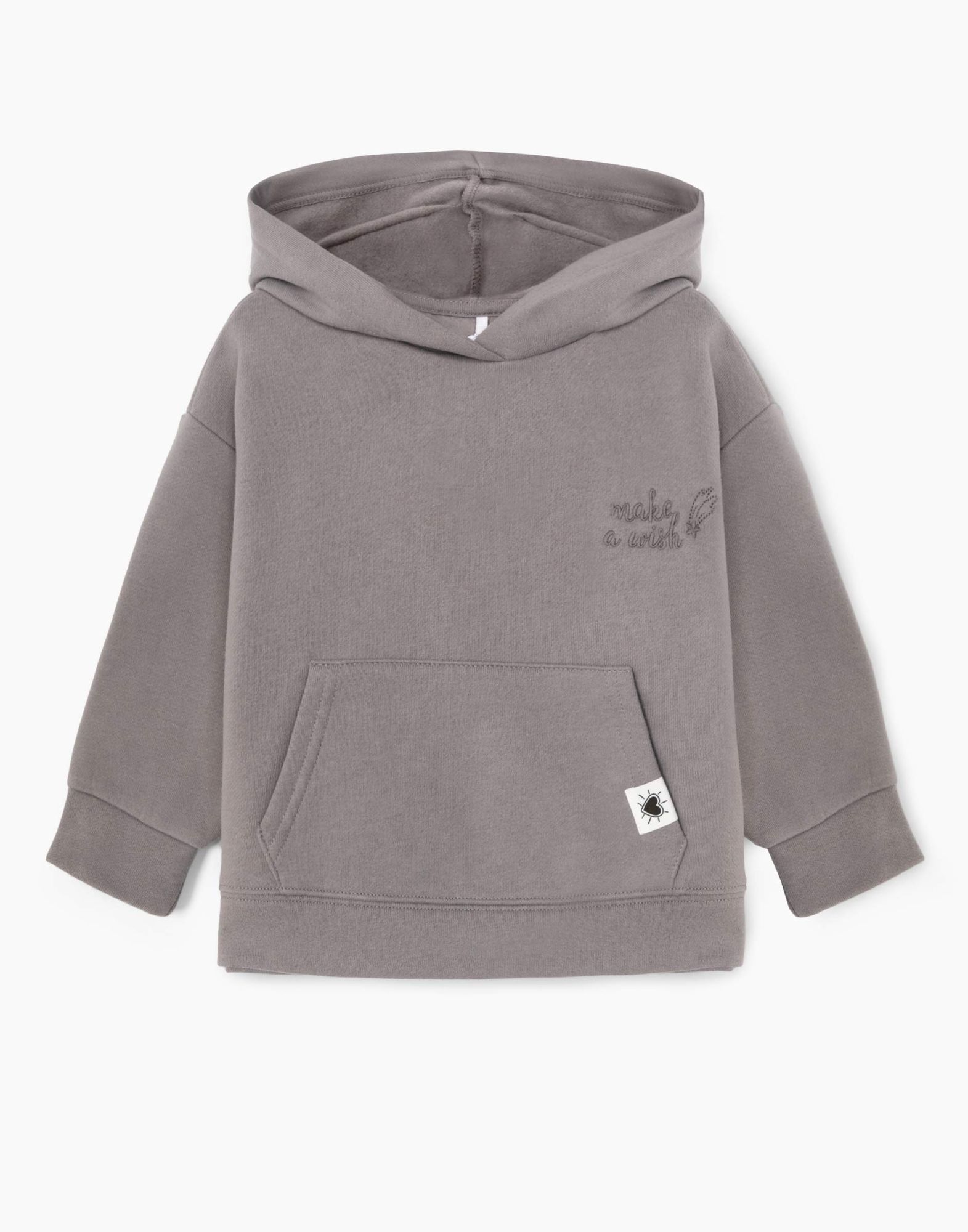 Серое худи oversize с вышивкой для девочки-0