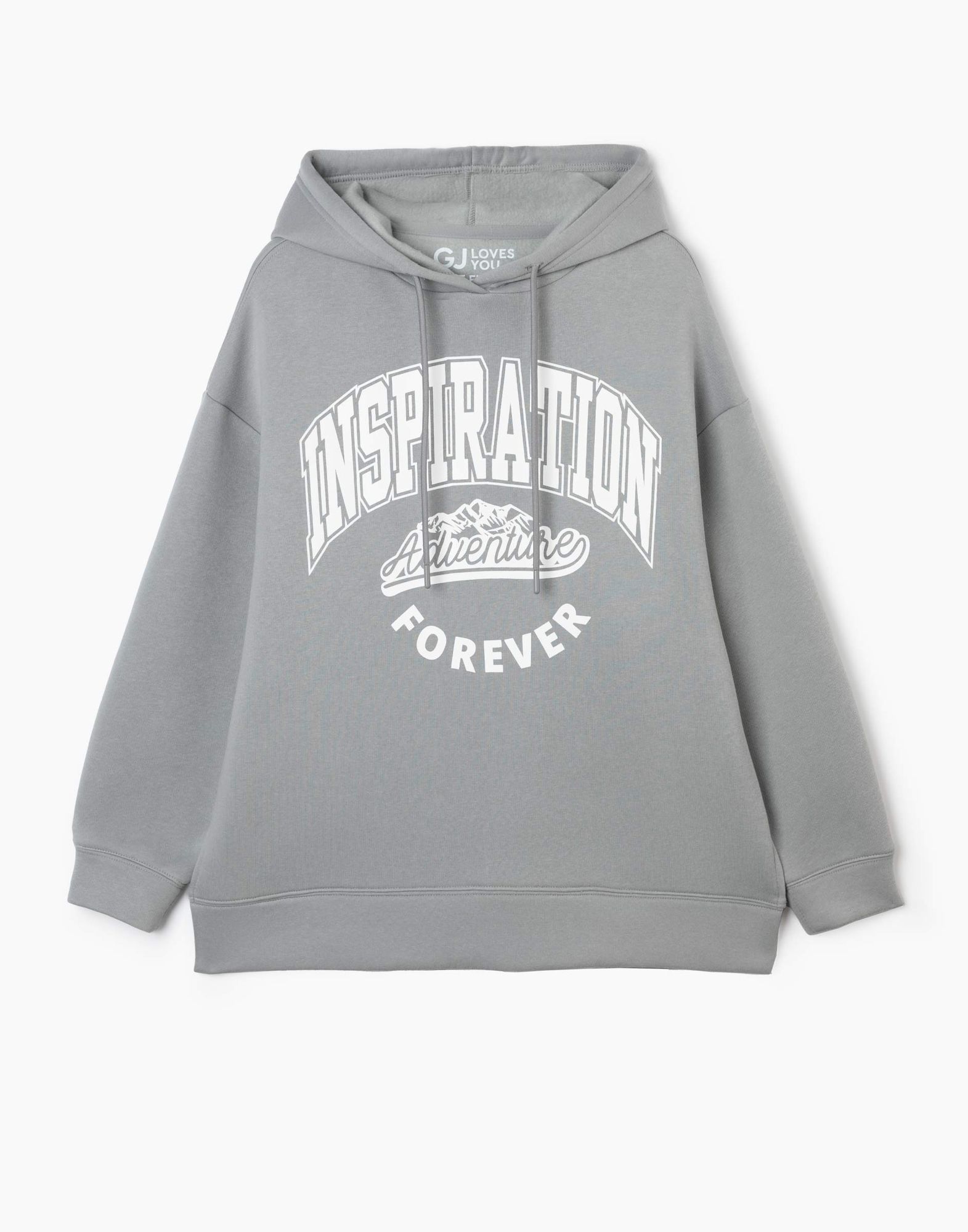 Серое oversize худи с принтом Inspiration для девочки-1