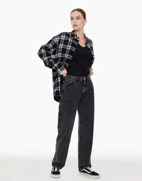 Серые джинсы 80's Mom fit-0