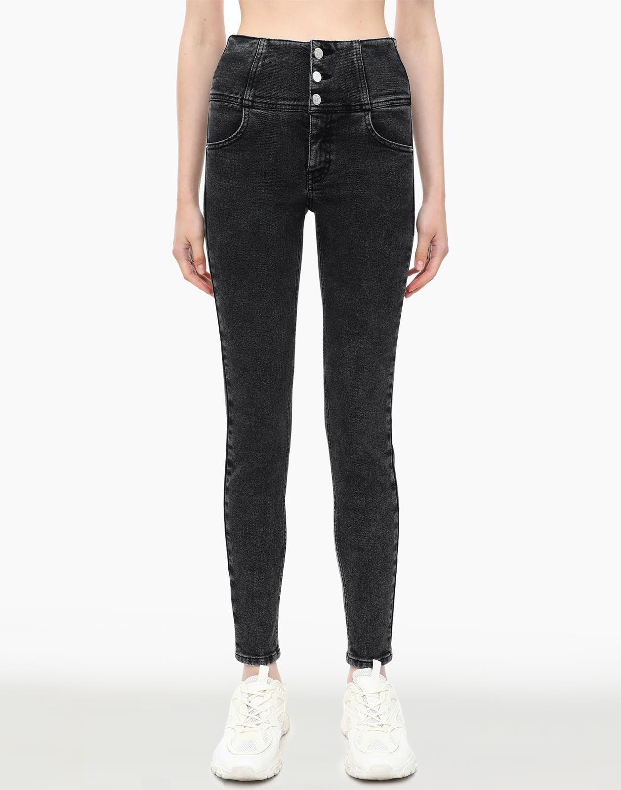Серые джинсы Legging Wide Waist с высокой посадкой-1