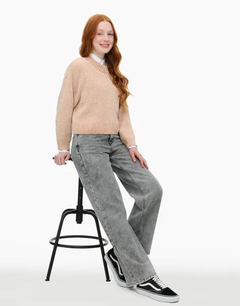 Серые джинсы Long leg для девочки-0