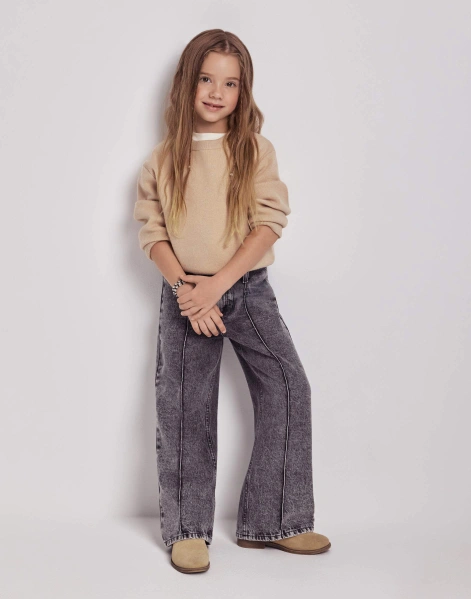 Серые джинсы Long leg для девочки-0