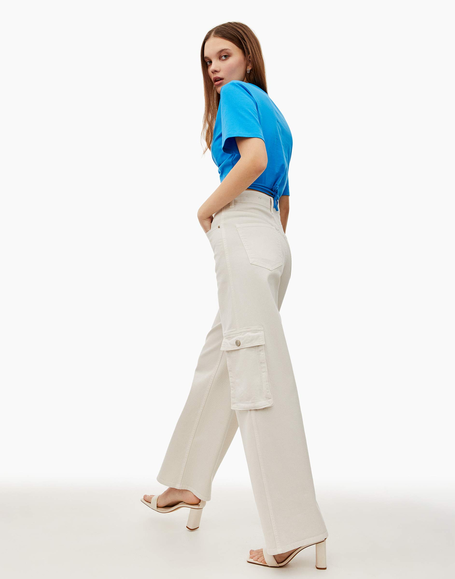 Серые джинсы Wide leg cargo с карманами женские GJN028359-1 купить по ...