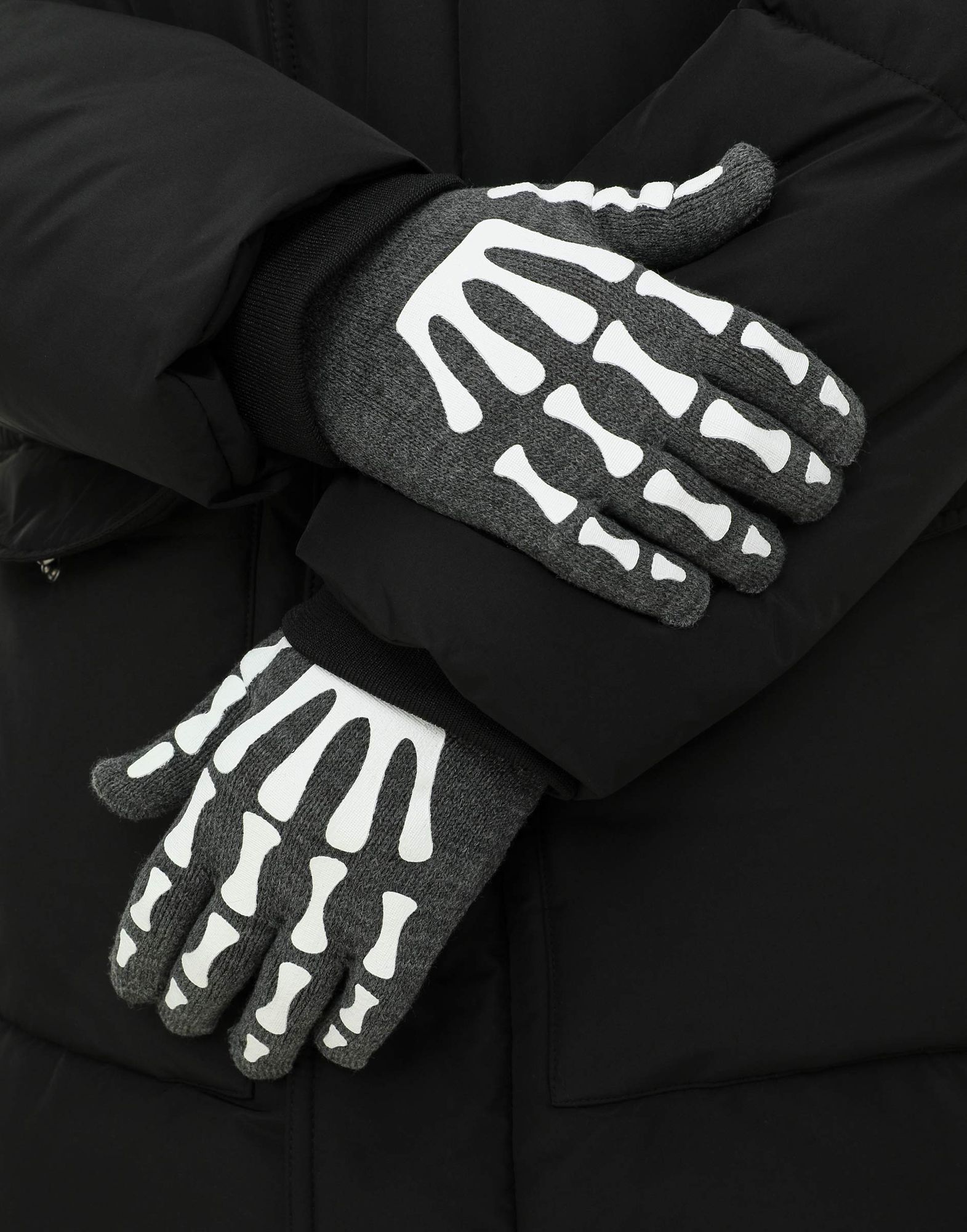 Серые меланжевые перчатки с аппликацией для мальчика-0