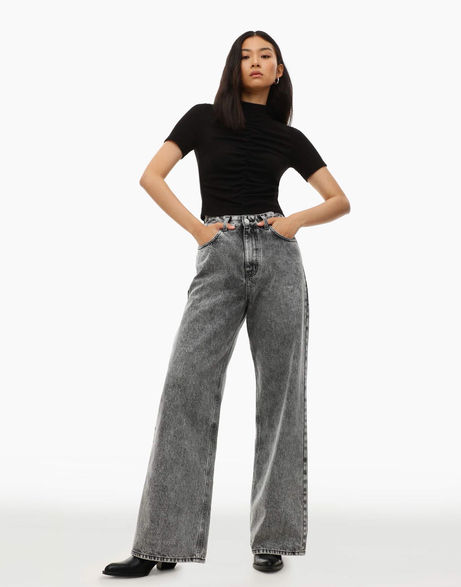 Серые широкие джинсы Wide leg GJN029498-1 купить по цене от 799 рублей ...