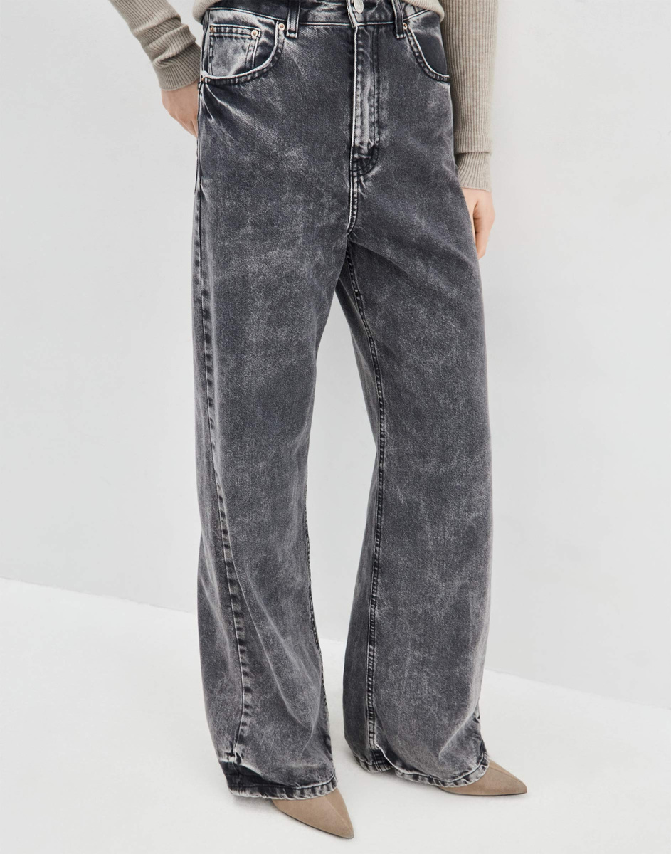 Серые широкие джинсы GJN033654-1 размер 44/170