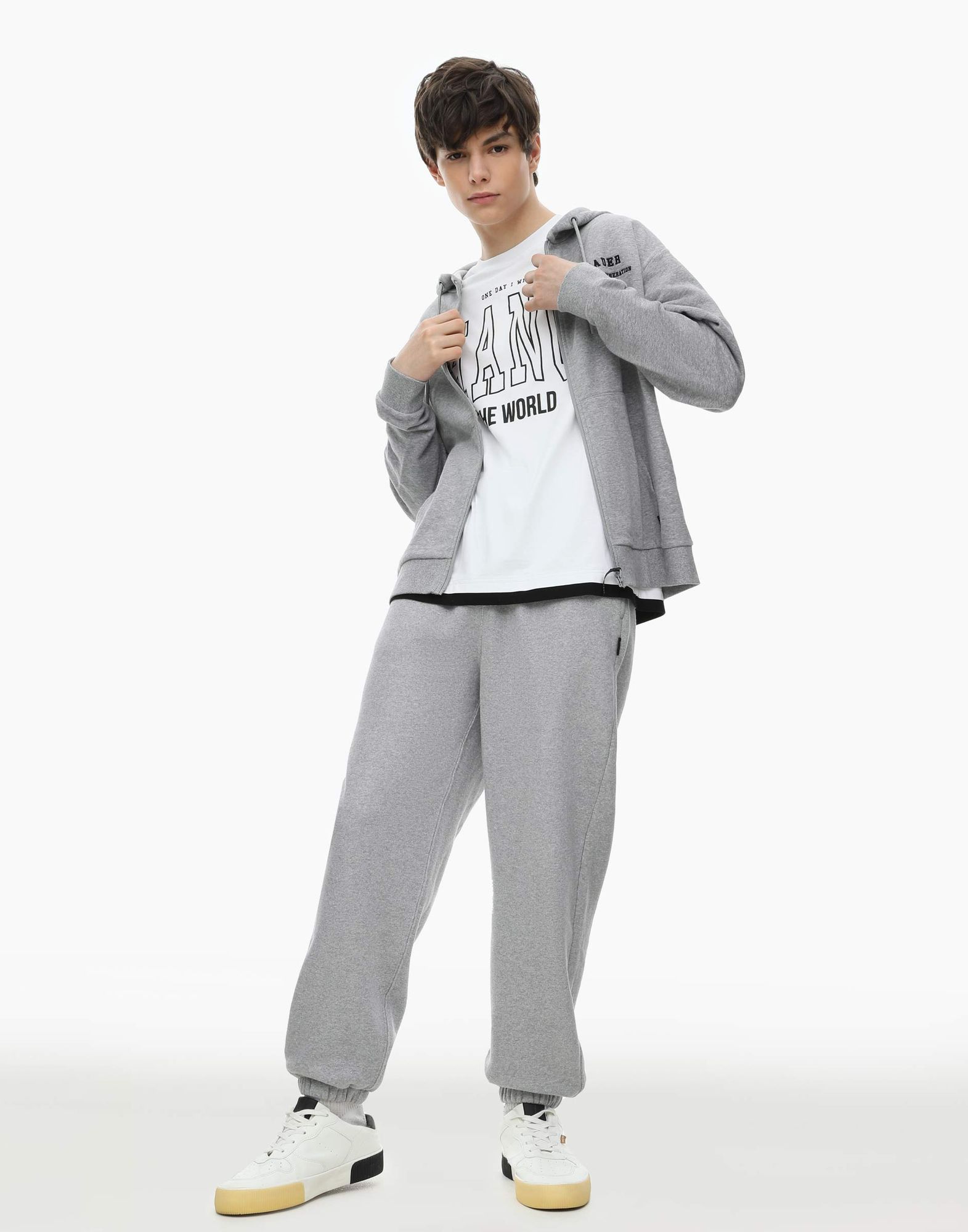 Серые спортивные брюки oversize для мальчика-0