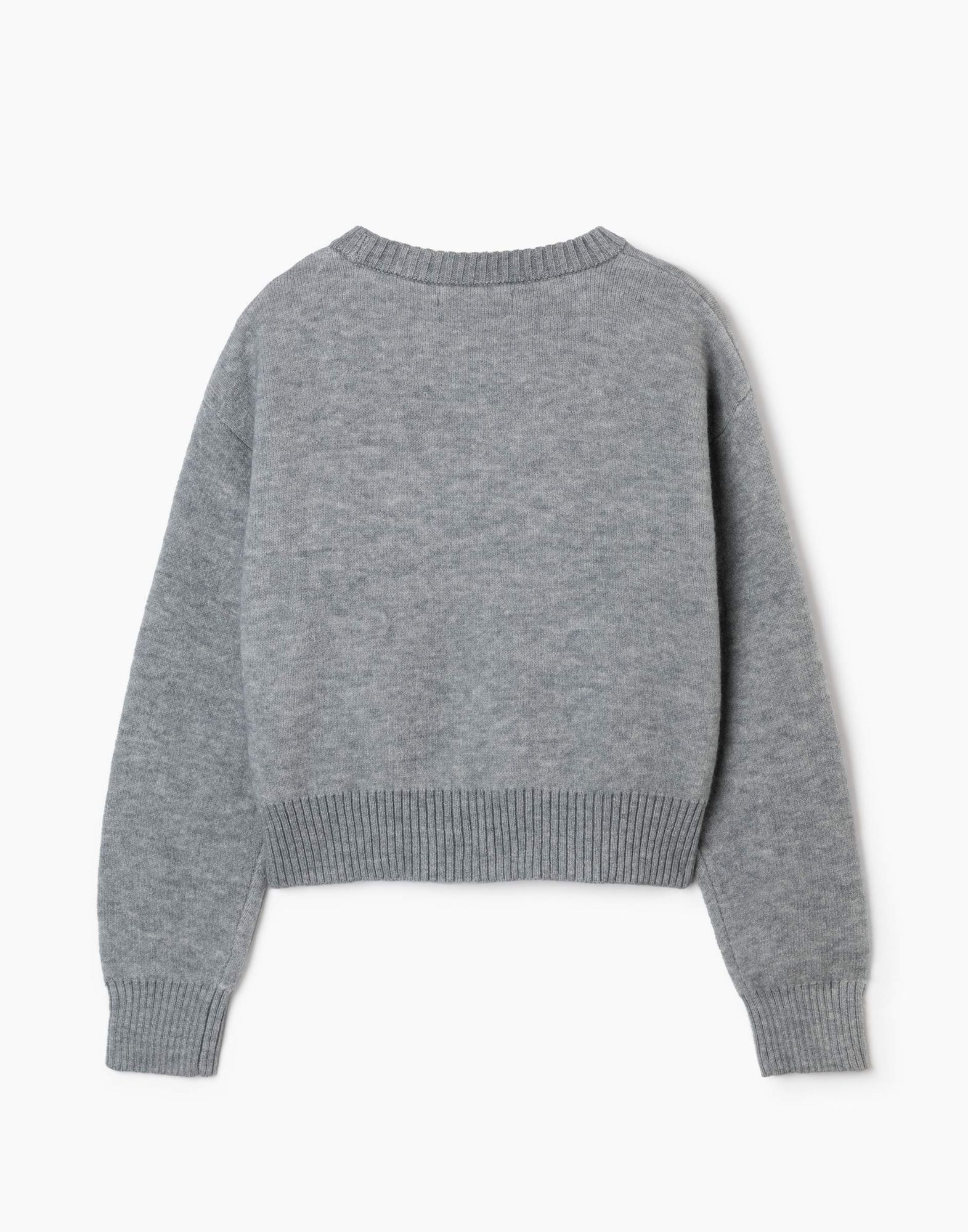 Серый свитер oversize с принтом для девочки-2