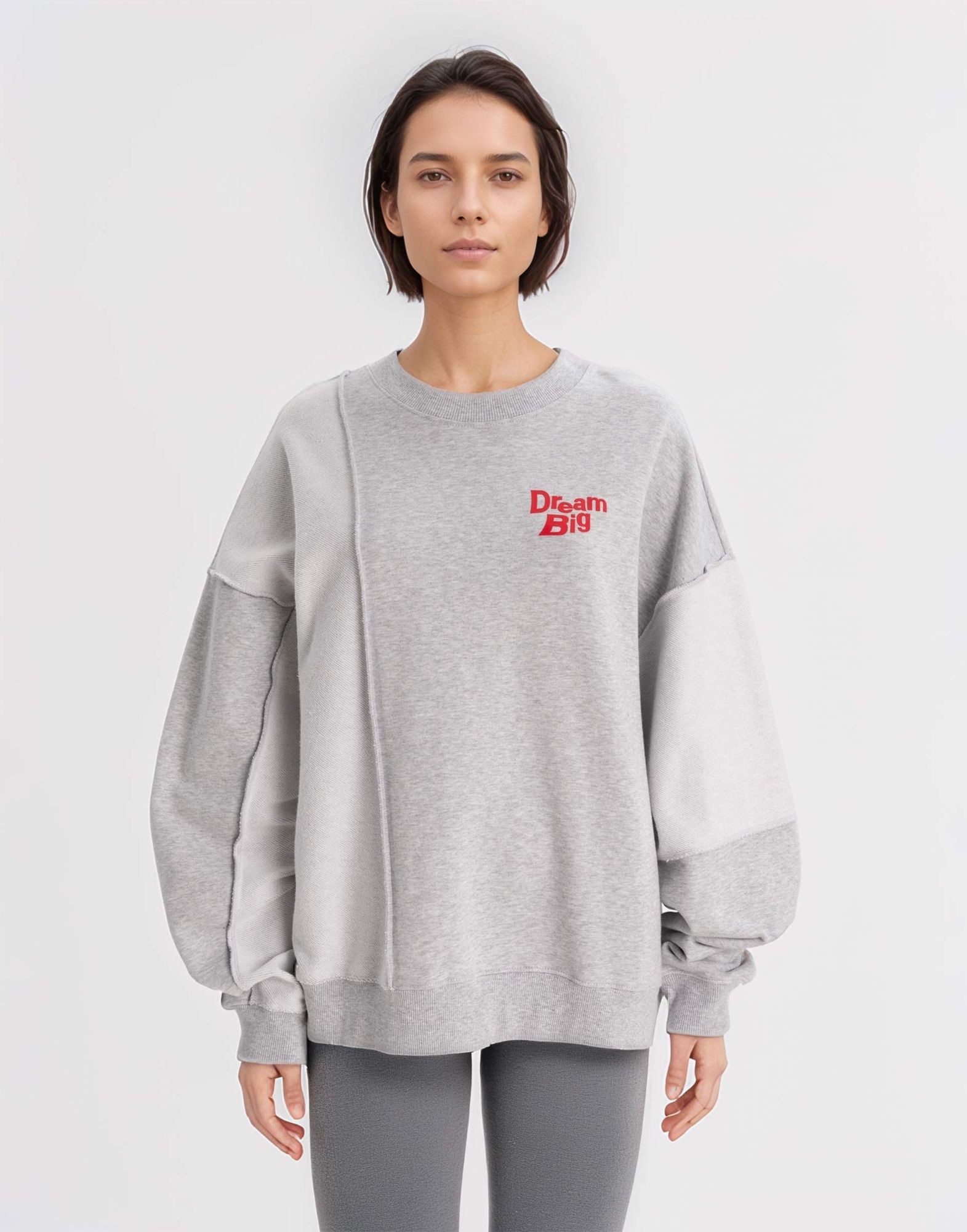 Серый свитшот oversize с принтом GAC023508-1 купить по цене от 899 ...