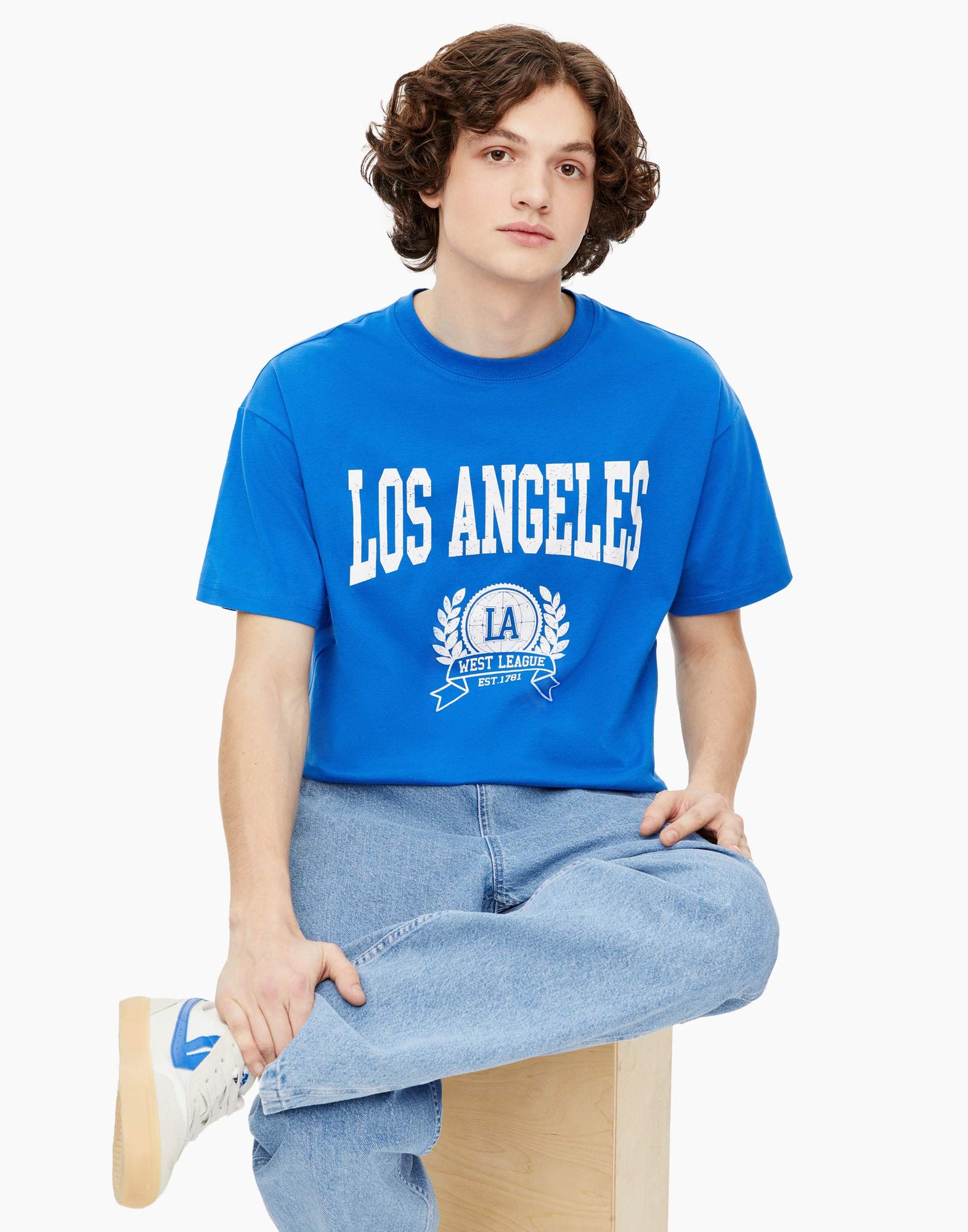 Синяя футболка Comfort с принтом Los Angeles BKT011764-3 купить по цене ...
