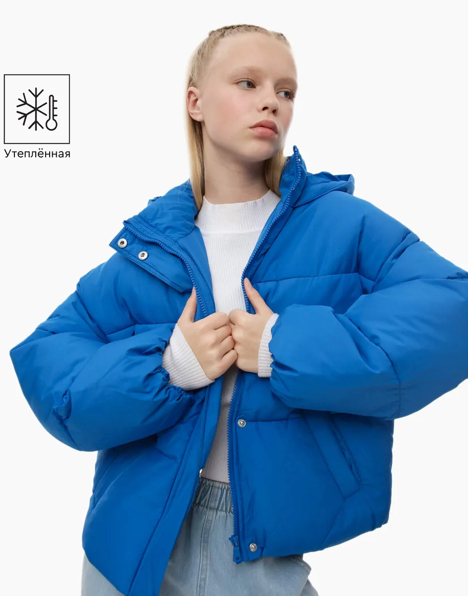 Синяя утеплённая куртка oversize для девочки GOW003457-3 купить по цене от  1999 рублей с доставкой по России