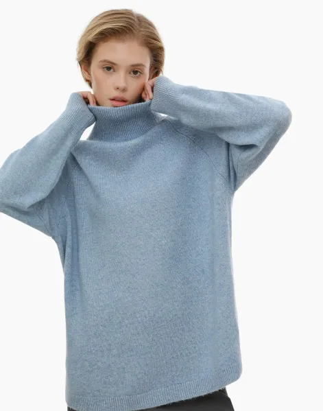 Синий свитер oversize из шерсти ламы-0