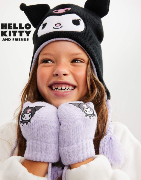 Сиреневая шапка-бини с вышивкой Kuromi для девочки GAS016930-1