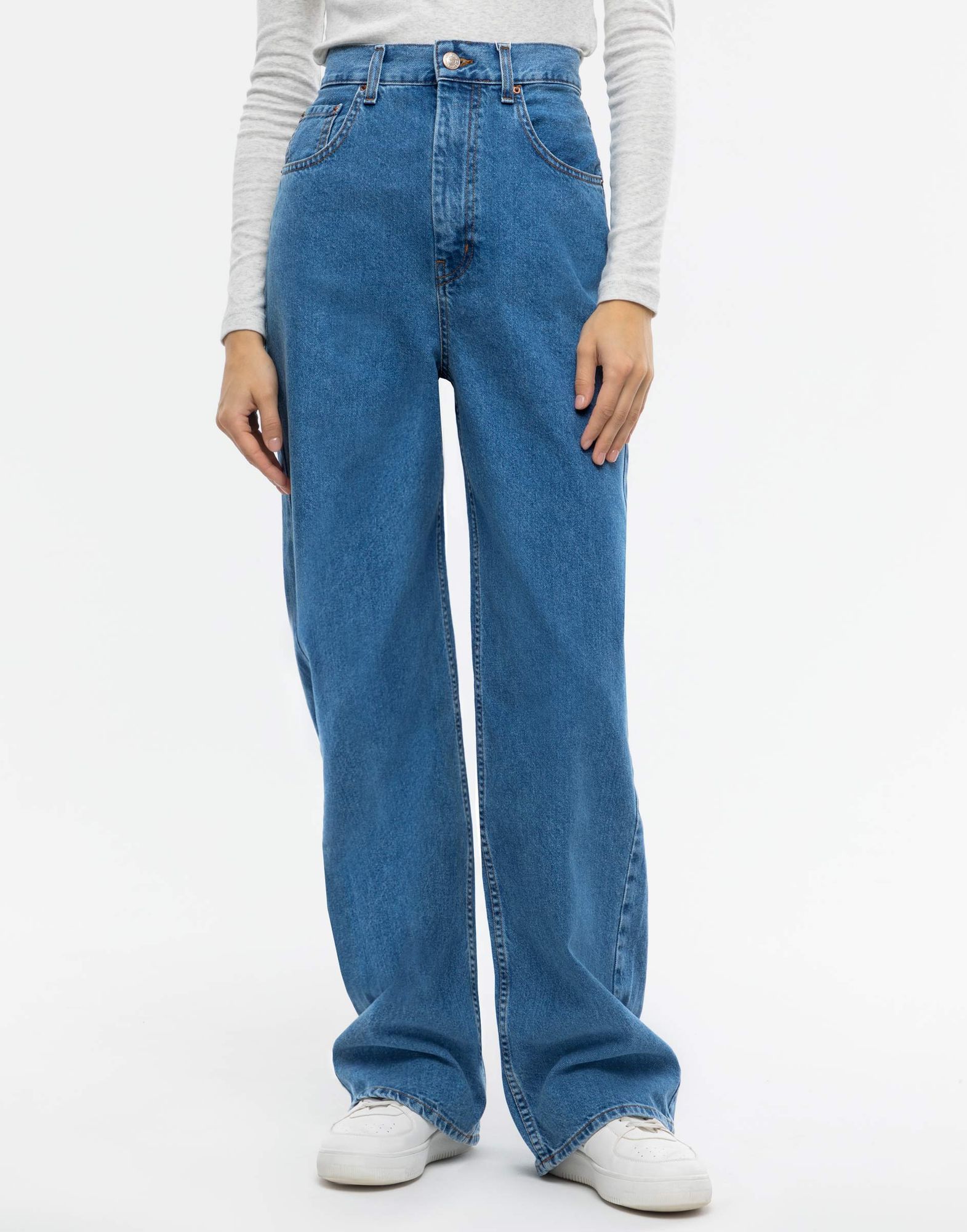 Широкие джинсы Loose straight из премиального денима GJN026132-1 купить ...