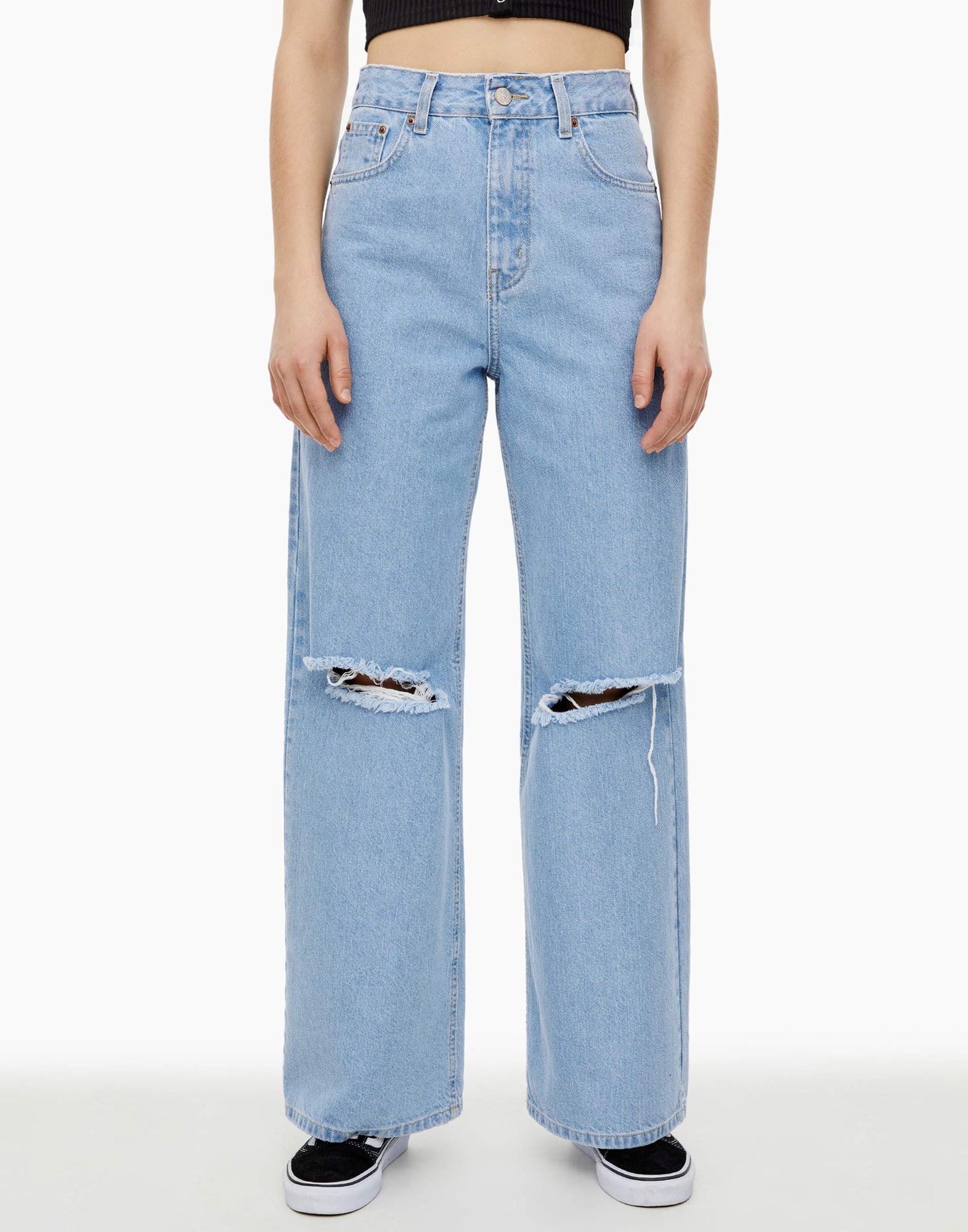 Широкие джинсы Wide Leg с дырками женские GJN027635-1 купить по цене от ...