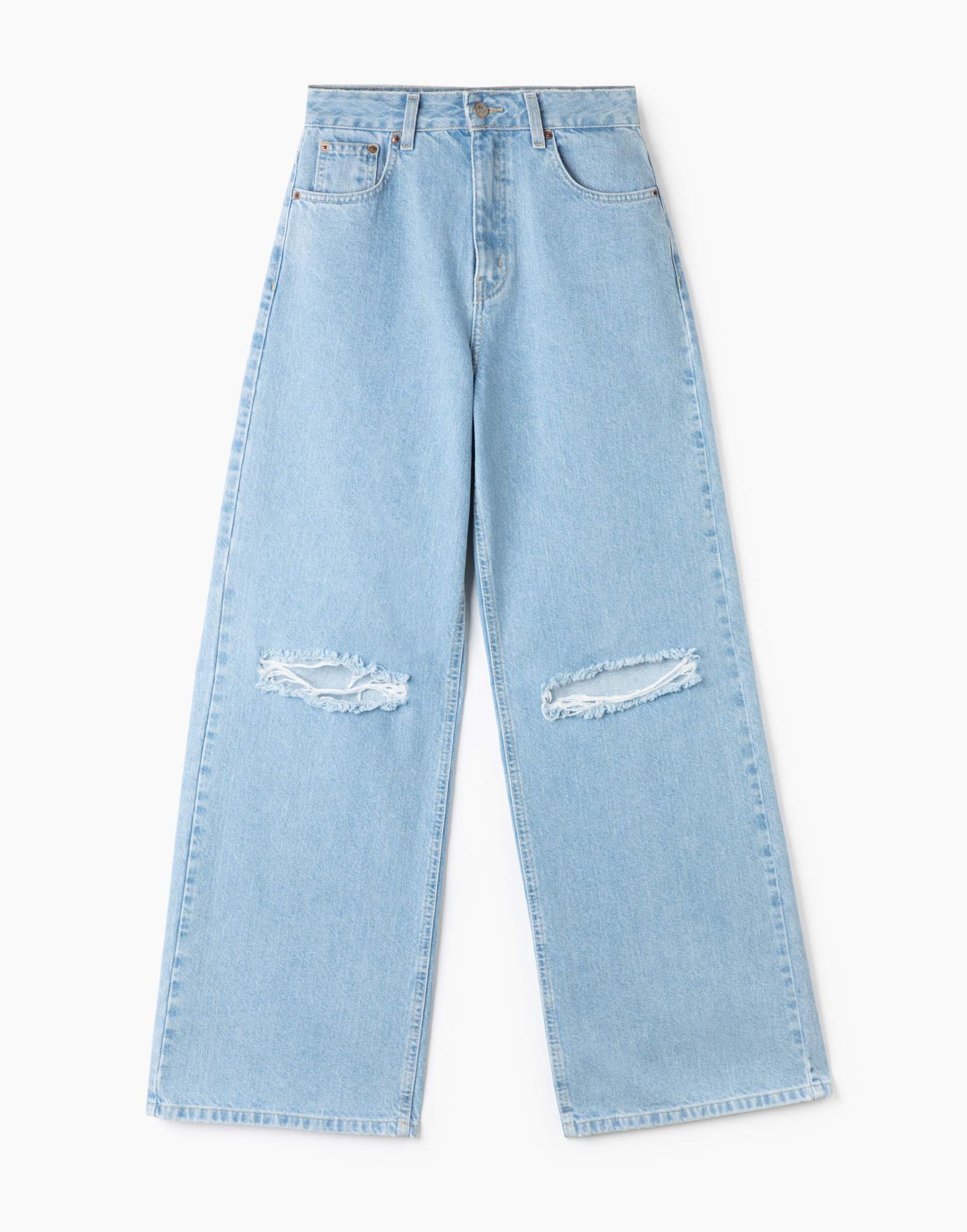 Широкие джинсы Wide Leg с дырками женские GJN027635-1 купить по цене от ...