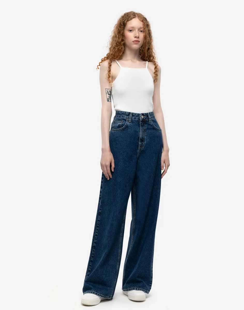 Широкие джинсы Wide leg с высокой талией GJN026134-1 купить по цене от ...