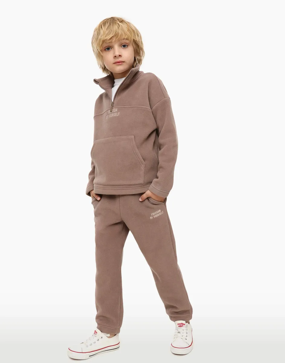 Светло-коричневые брюки Jogger с вышивкой для мальчика-0