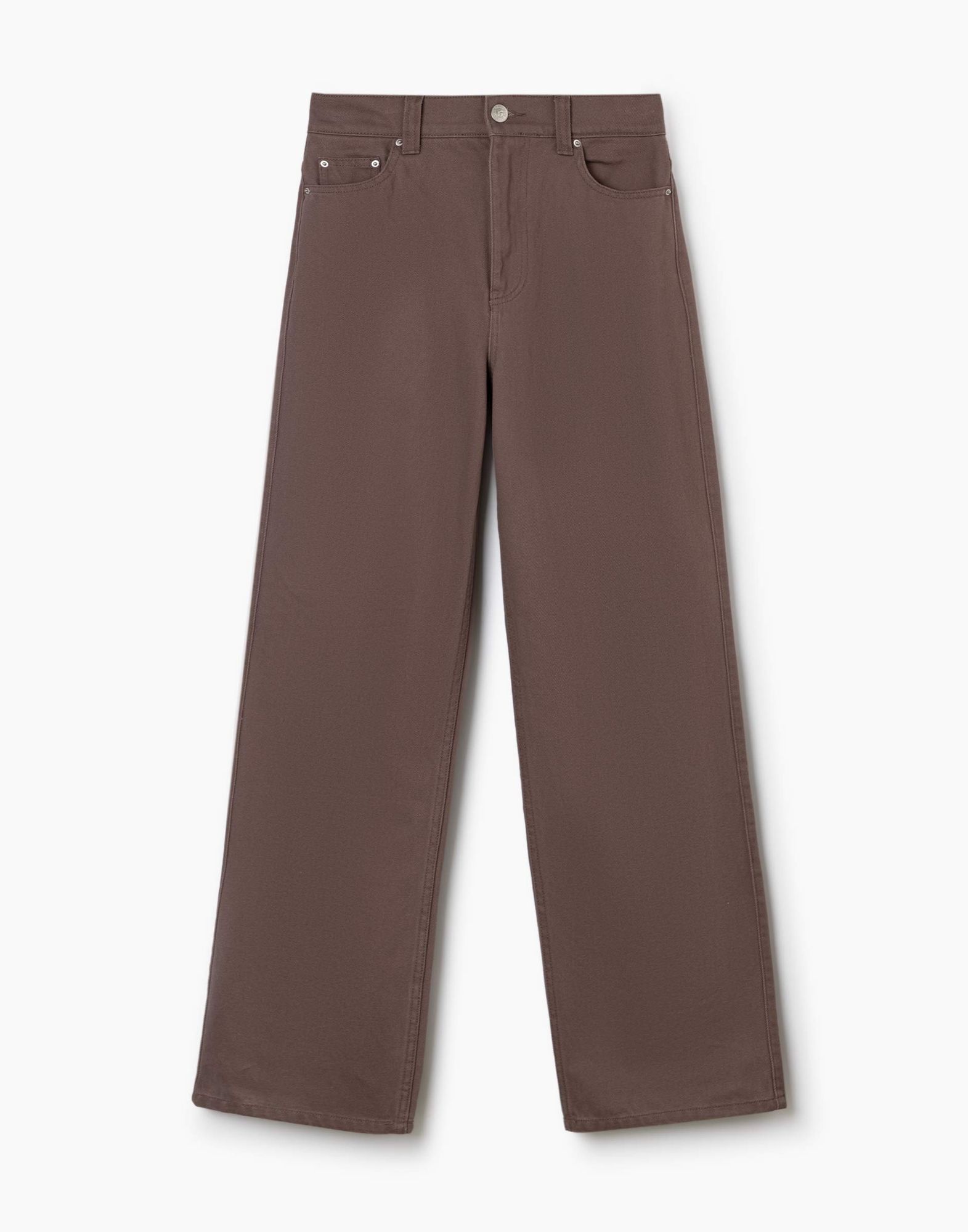 Светло-коричневые джинсы Loose straight с высокой талией-5