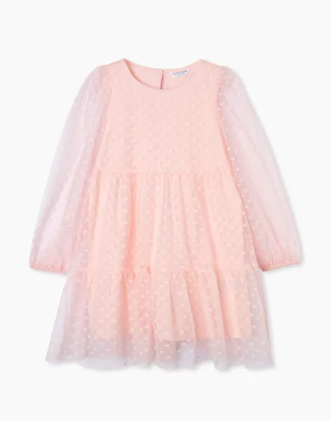 Светло-розовое платье с сердечками для девочки-0