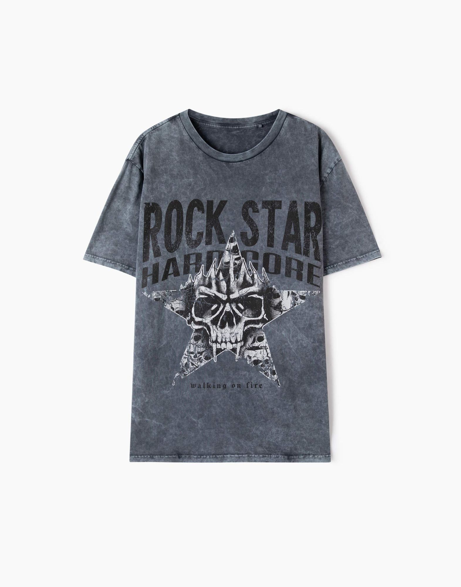 Светло-серая футболка тай-дай с принтом Rock Star BKT013227-1 купить по ...