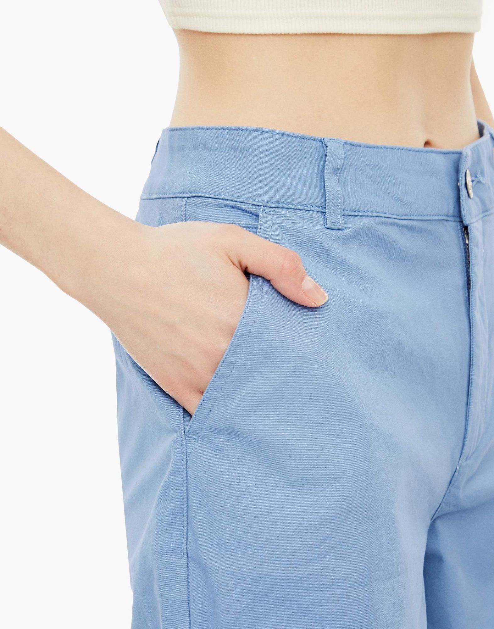 Светло-синие укороченные брюки Skinny-3