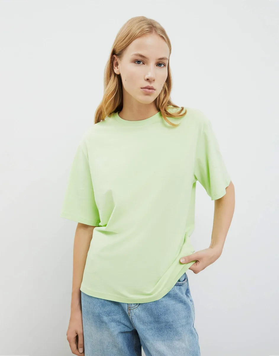Светло-зелёная базовая футболка oversize из джерси GKT026332-1 купить ...