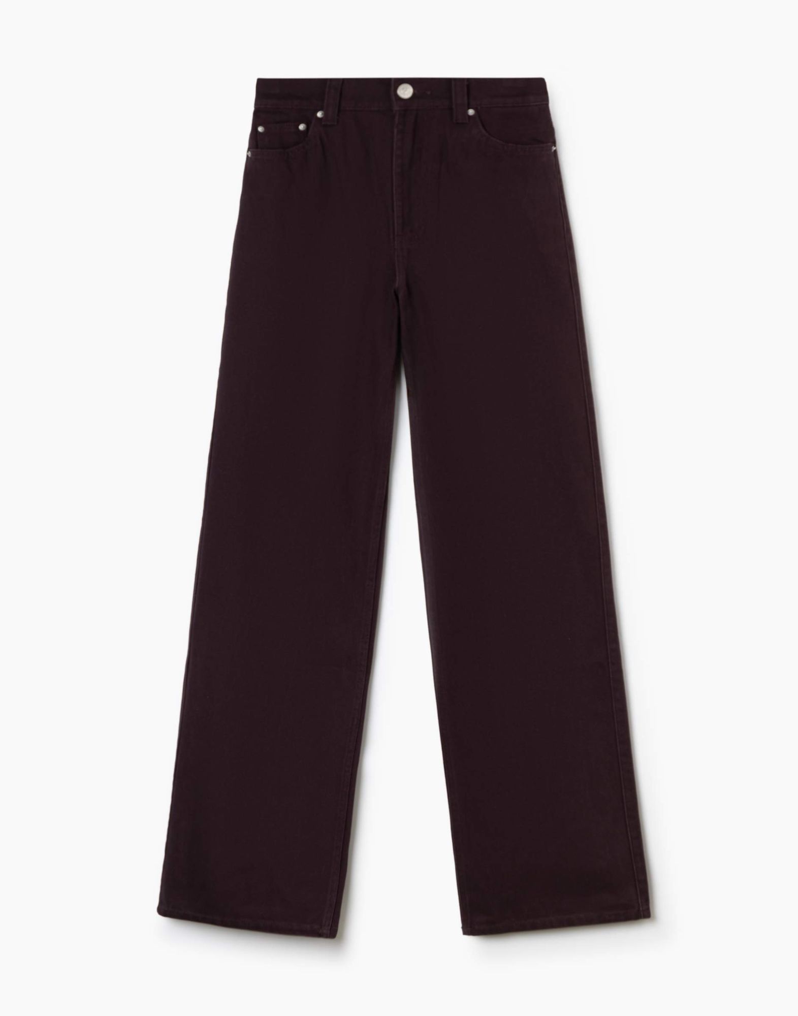 Тёмно-фиолетовые джинсы Loose straight с высокой талией-4