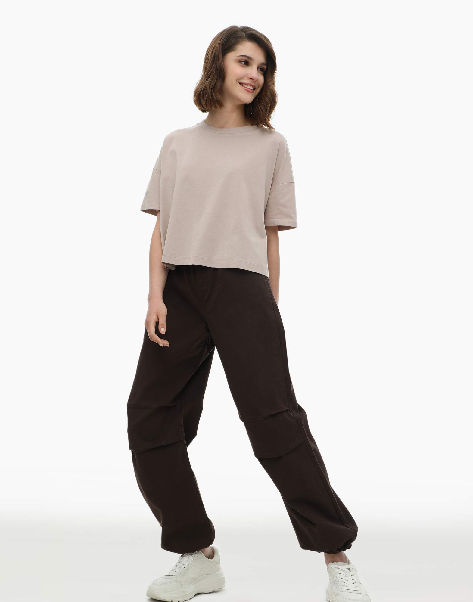 Тёмно-коричневые джинсы-трансформеры New Easy Fit с кулисками-0