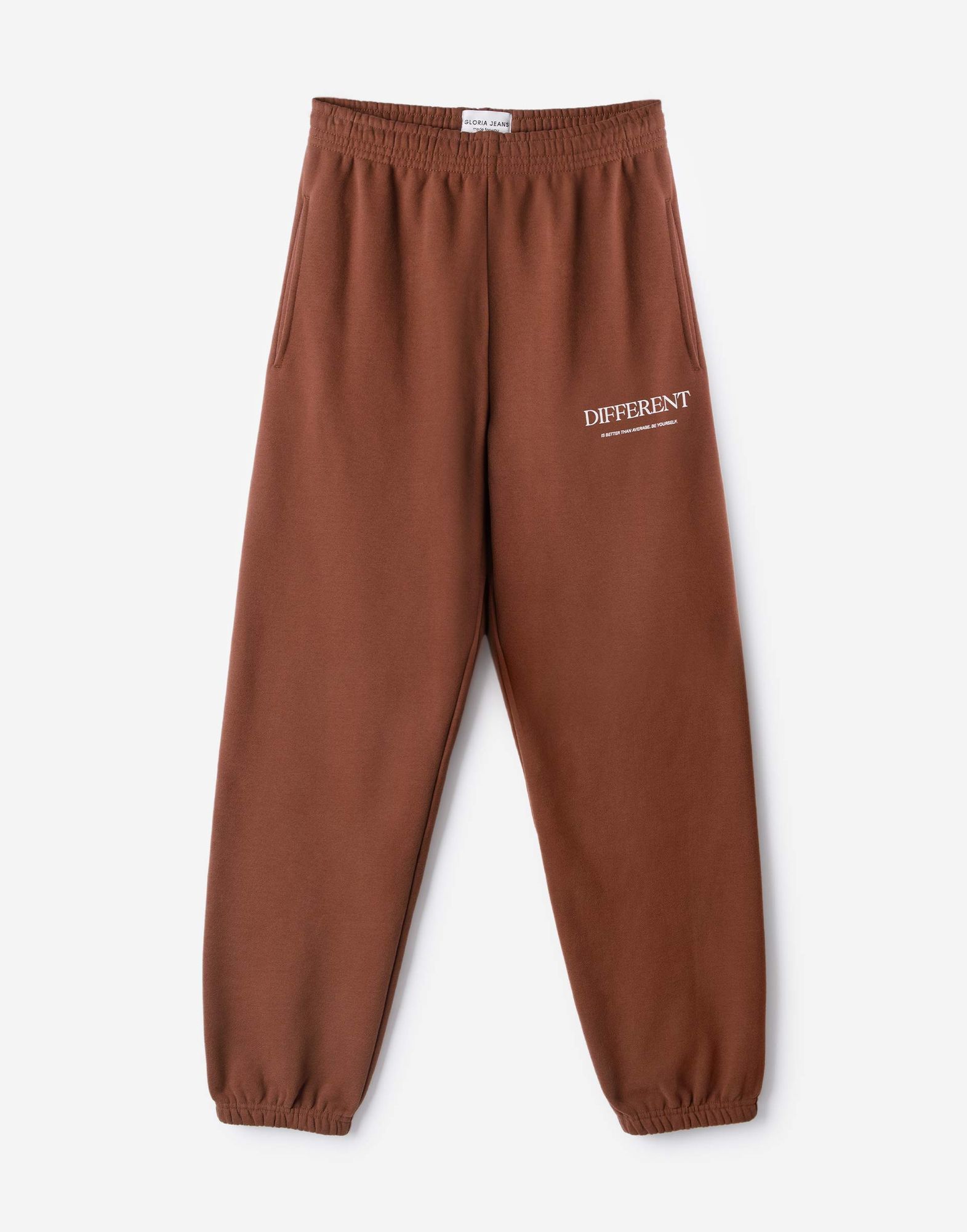 Темно-коричневые спортивные брюки Baggy с надписью Different-5
