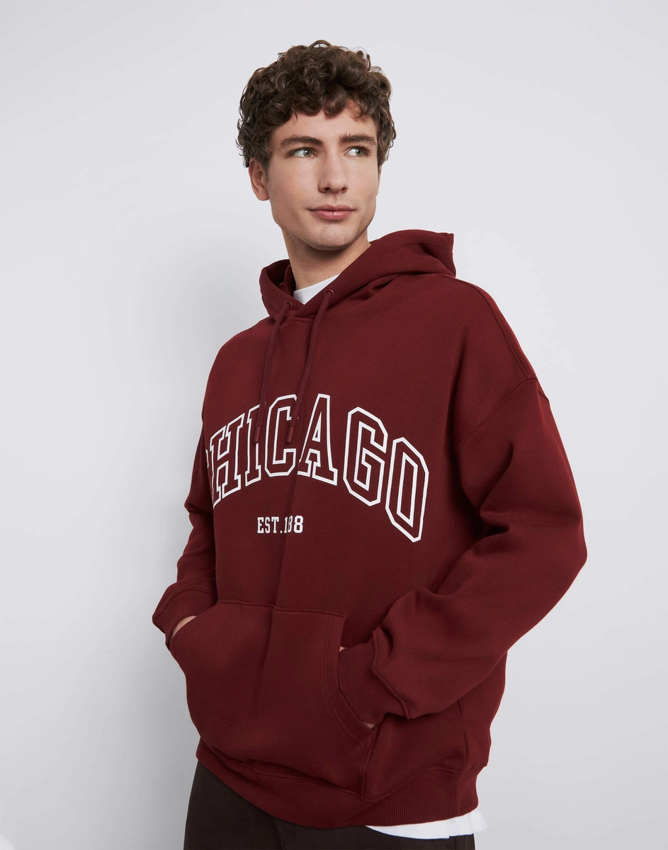 Тёмно-красное худи oversize с принтом BAC012187-4 купить по цене от 599 ...
