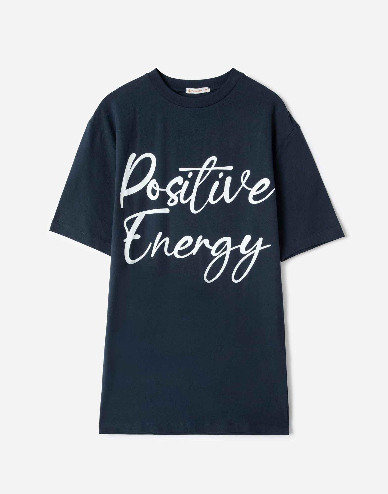 Темно-синяя ночная сорочка с принтом Positive Energy-5
