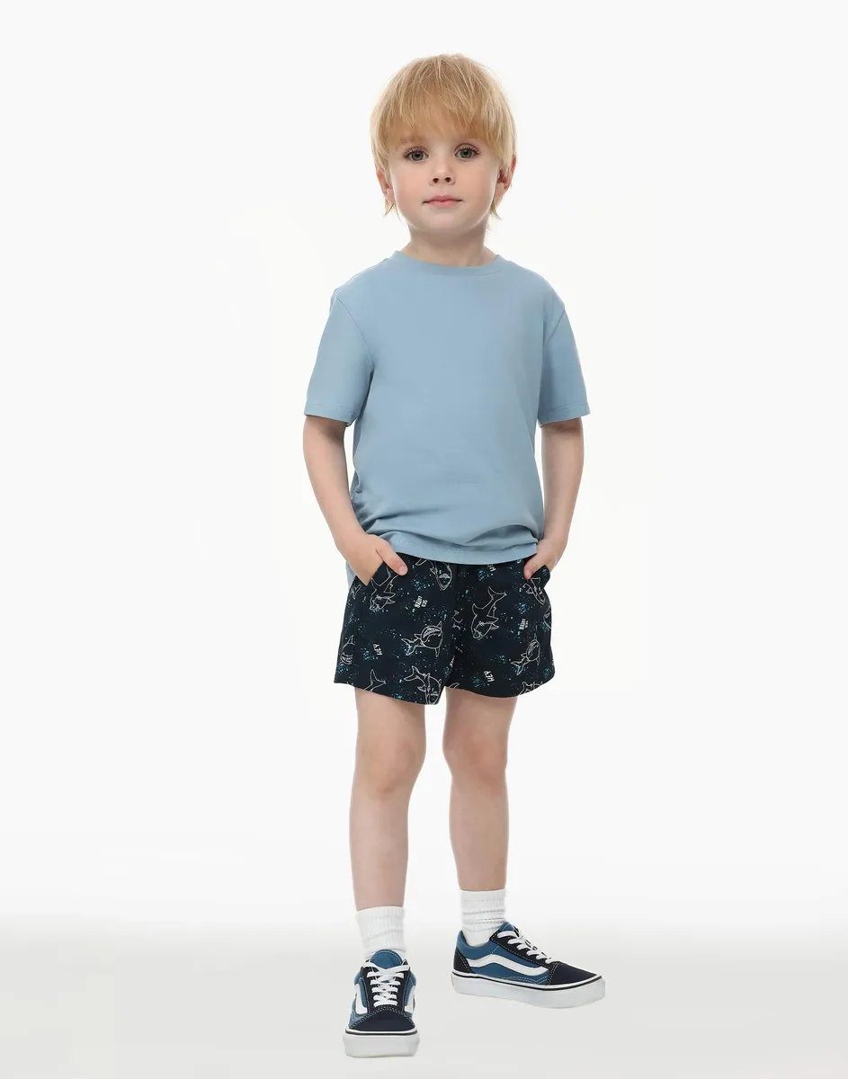 Тёмно-синие шорты с принтом для мальчика-0