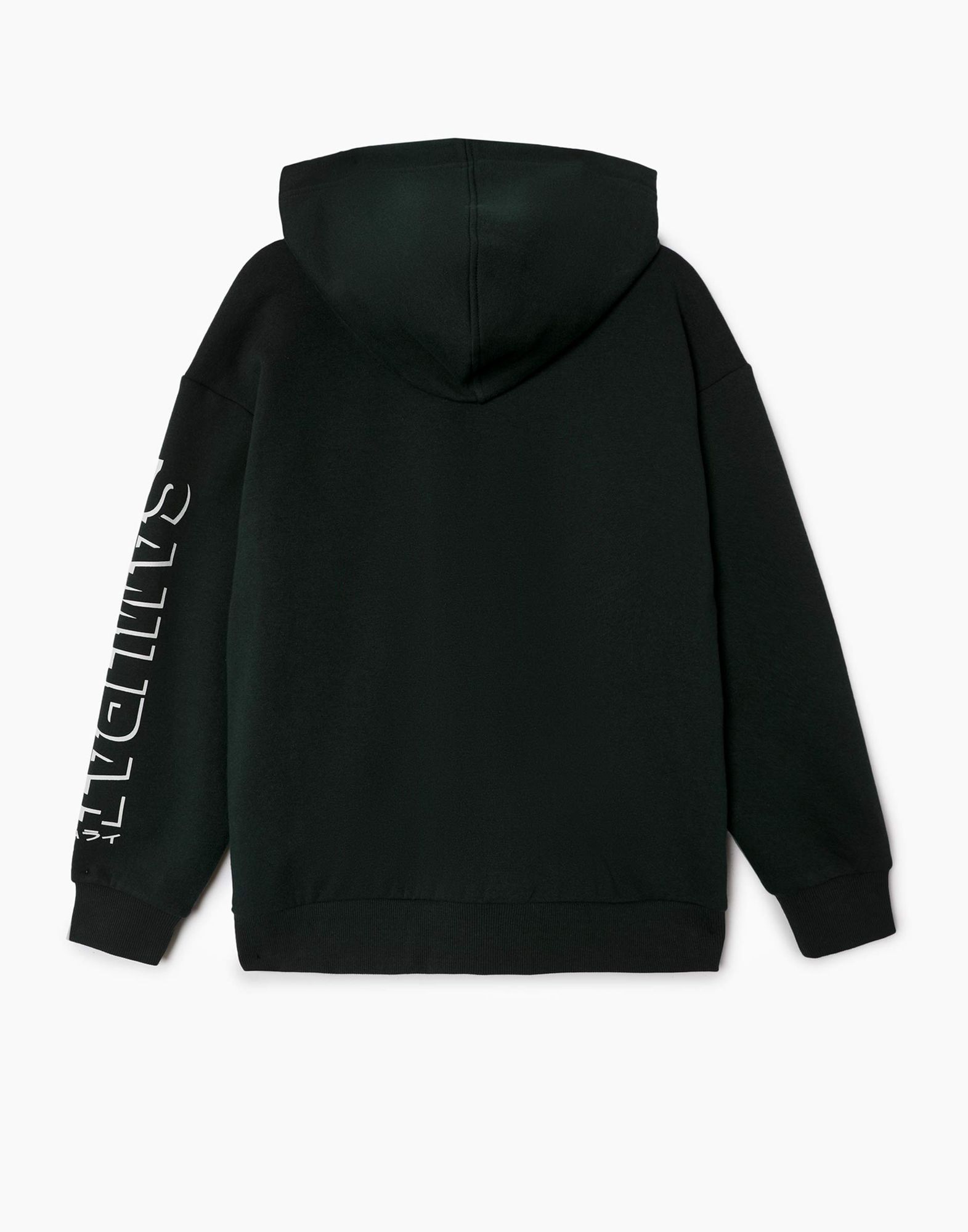 Тёмно-зелёное худи Oversize с аниме-принтом для мальчика-2
