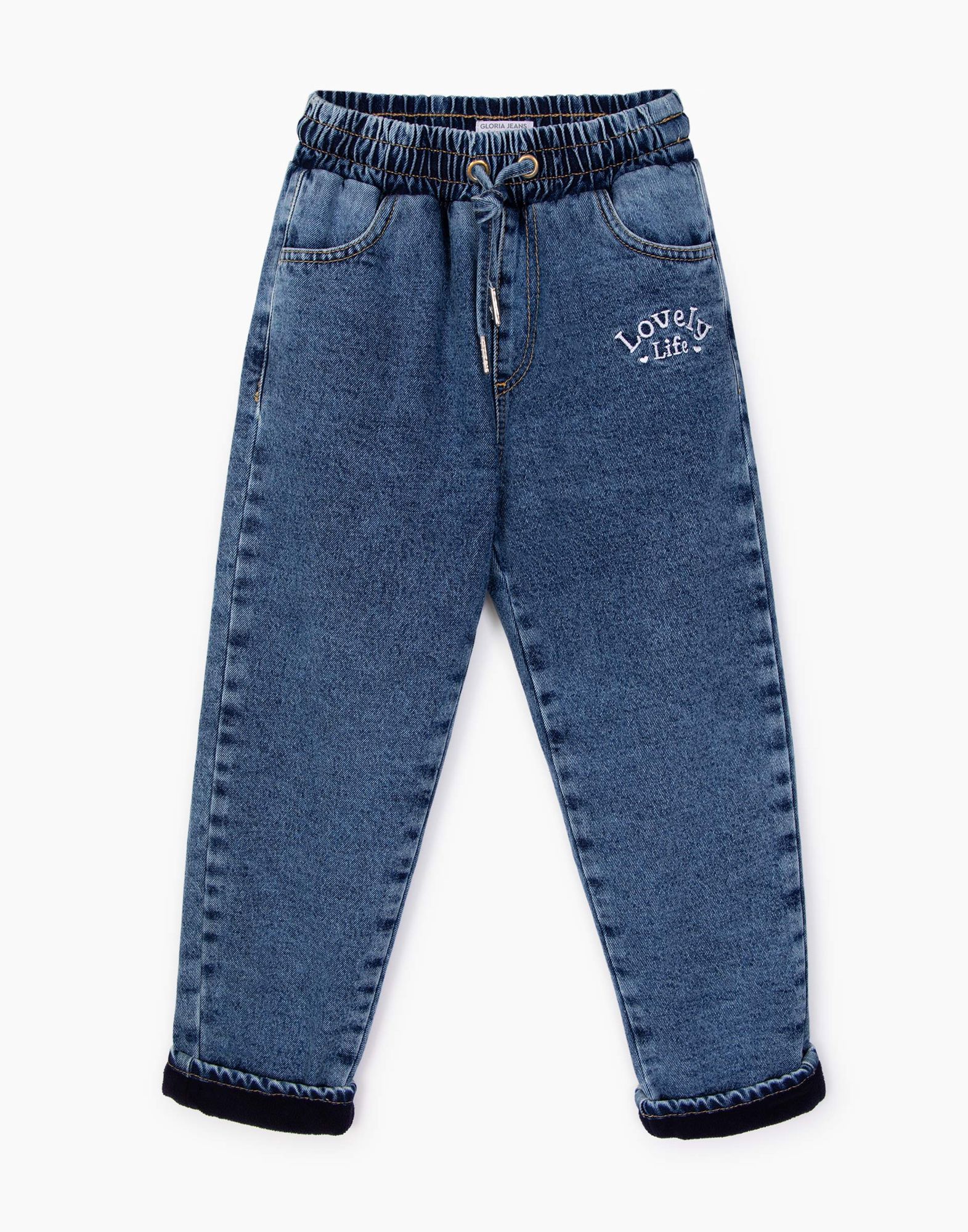 Утеплённые джинсы Easy Straight с вышивкой для девочки-1
