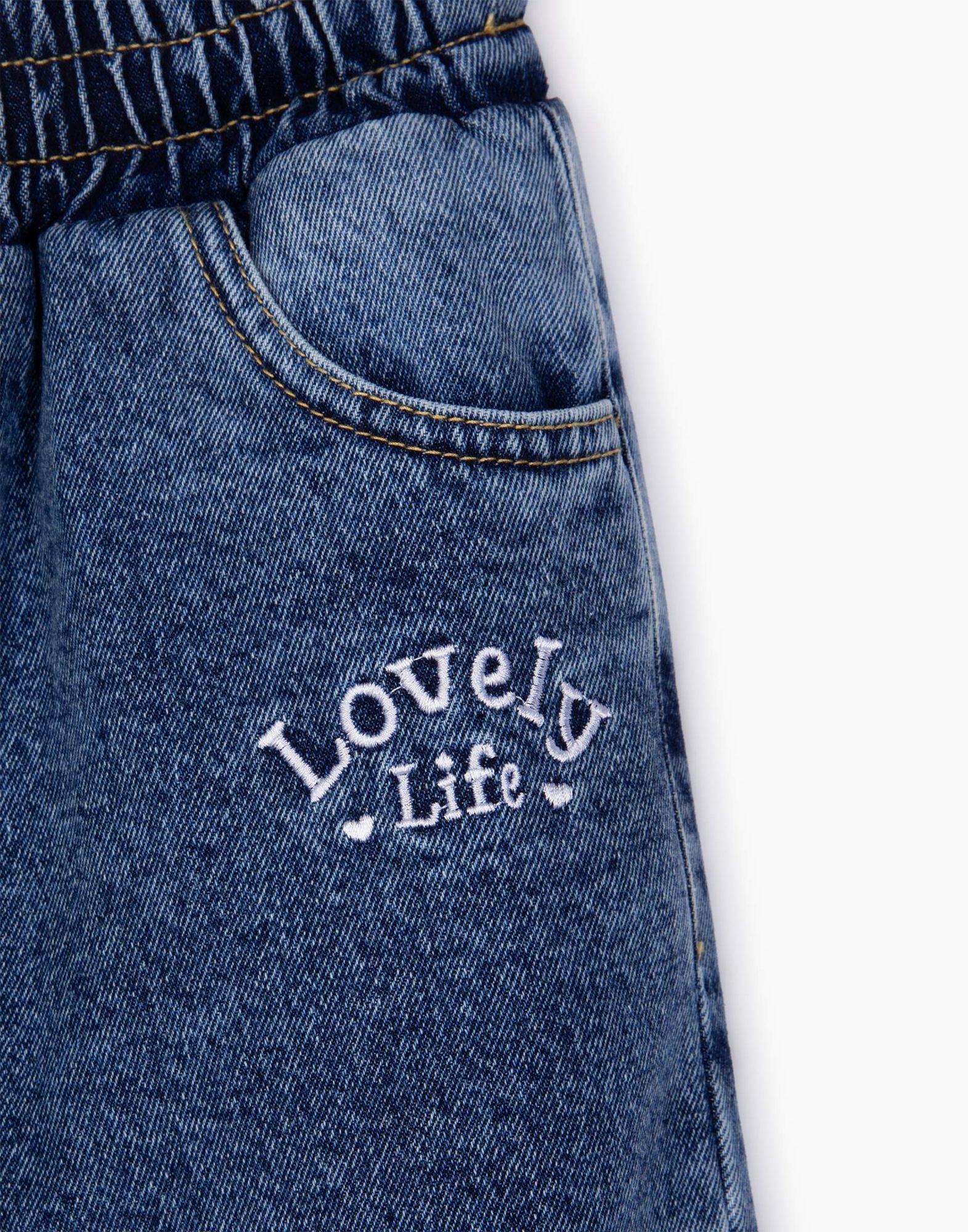 Утеплённые джинсы Easy Straight с вышивкой для девочки-3