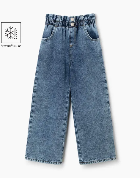 Утеплённые джинсы Long Leg Paperbag для девочки-0