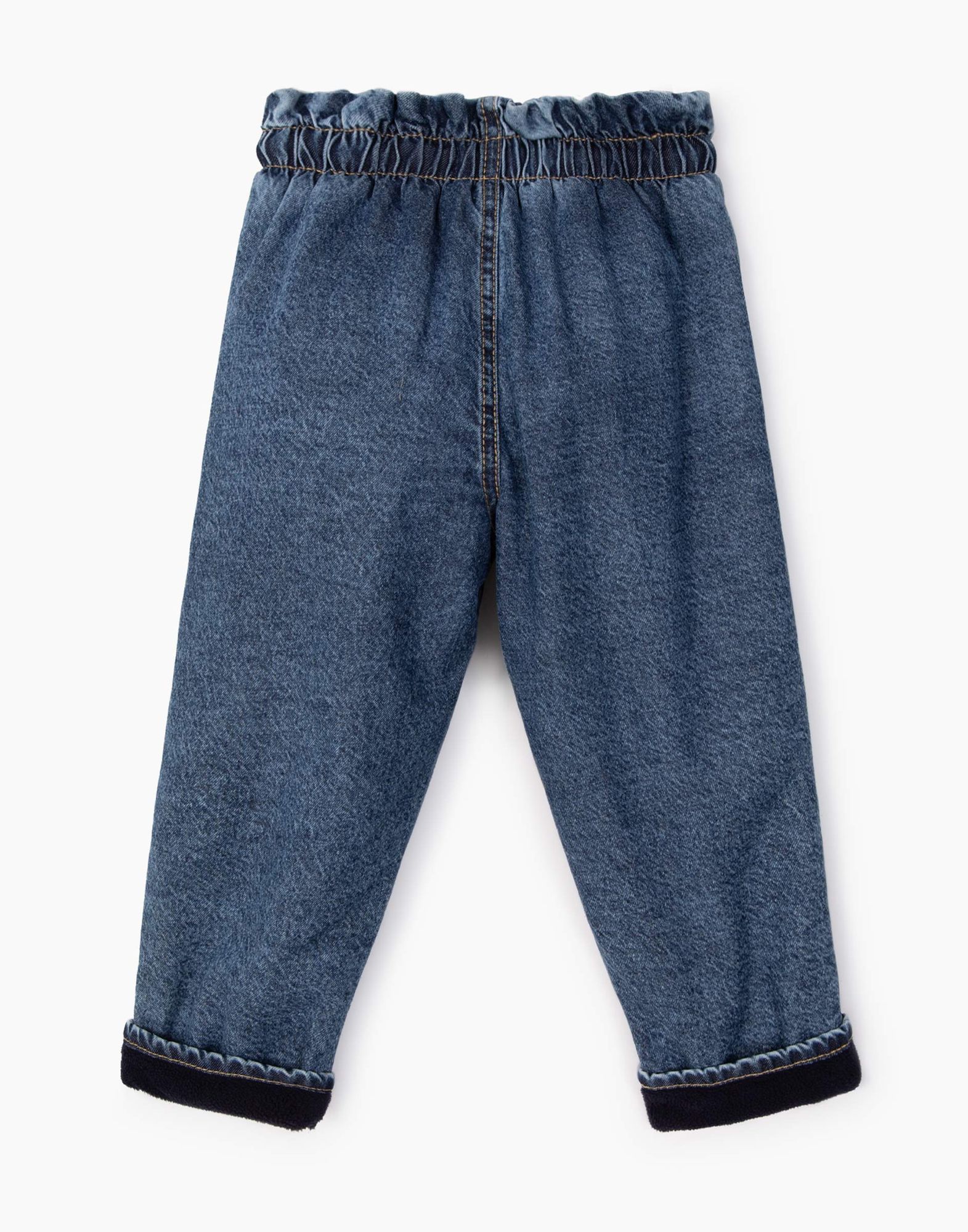 Утеплённые джинсы Paperbag с вышивкой для девочки-1