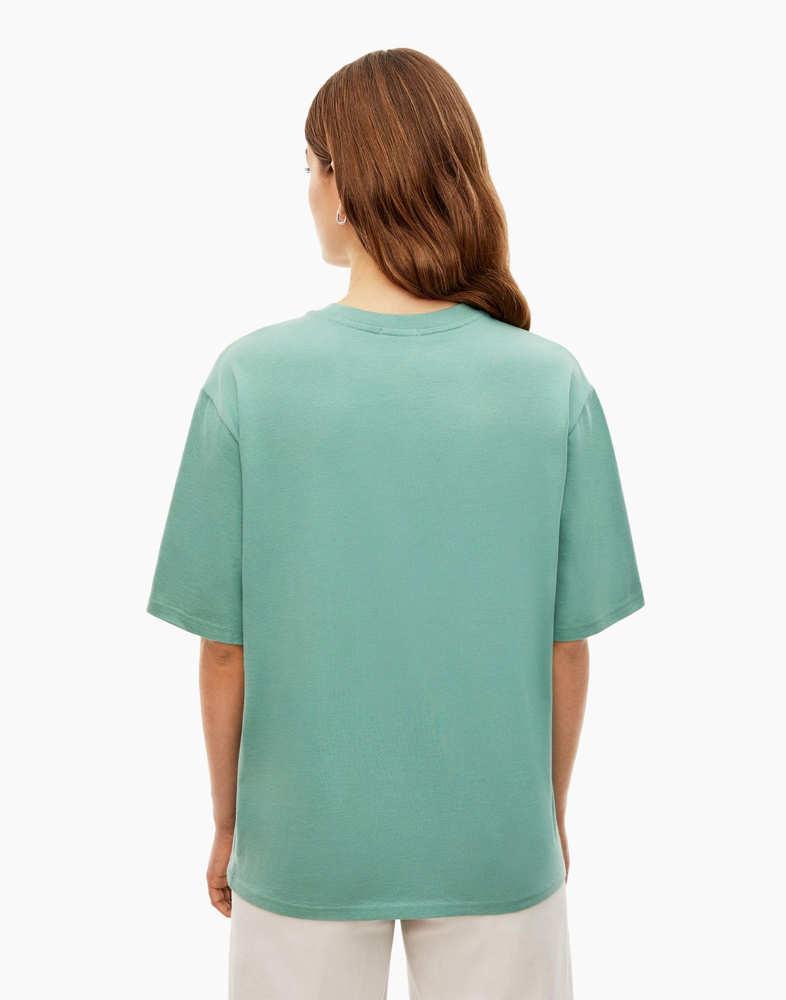 Зелёная базовая футболка oversize из джерси GKT019529-7 купить по цене ...
