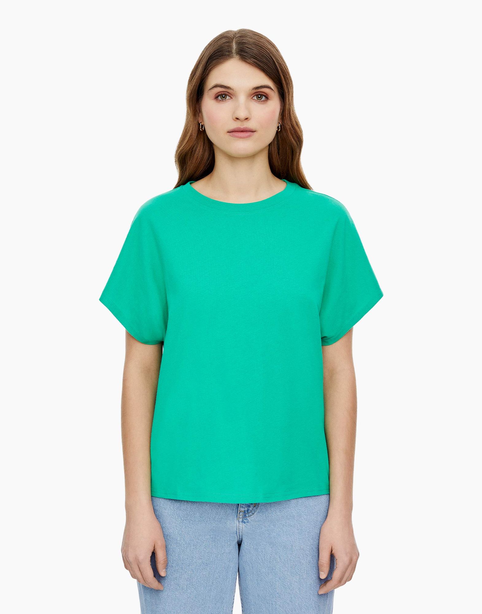 Зелёная базовая футболка oversize из тонкого джерси-1