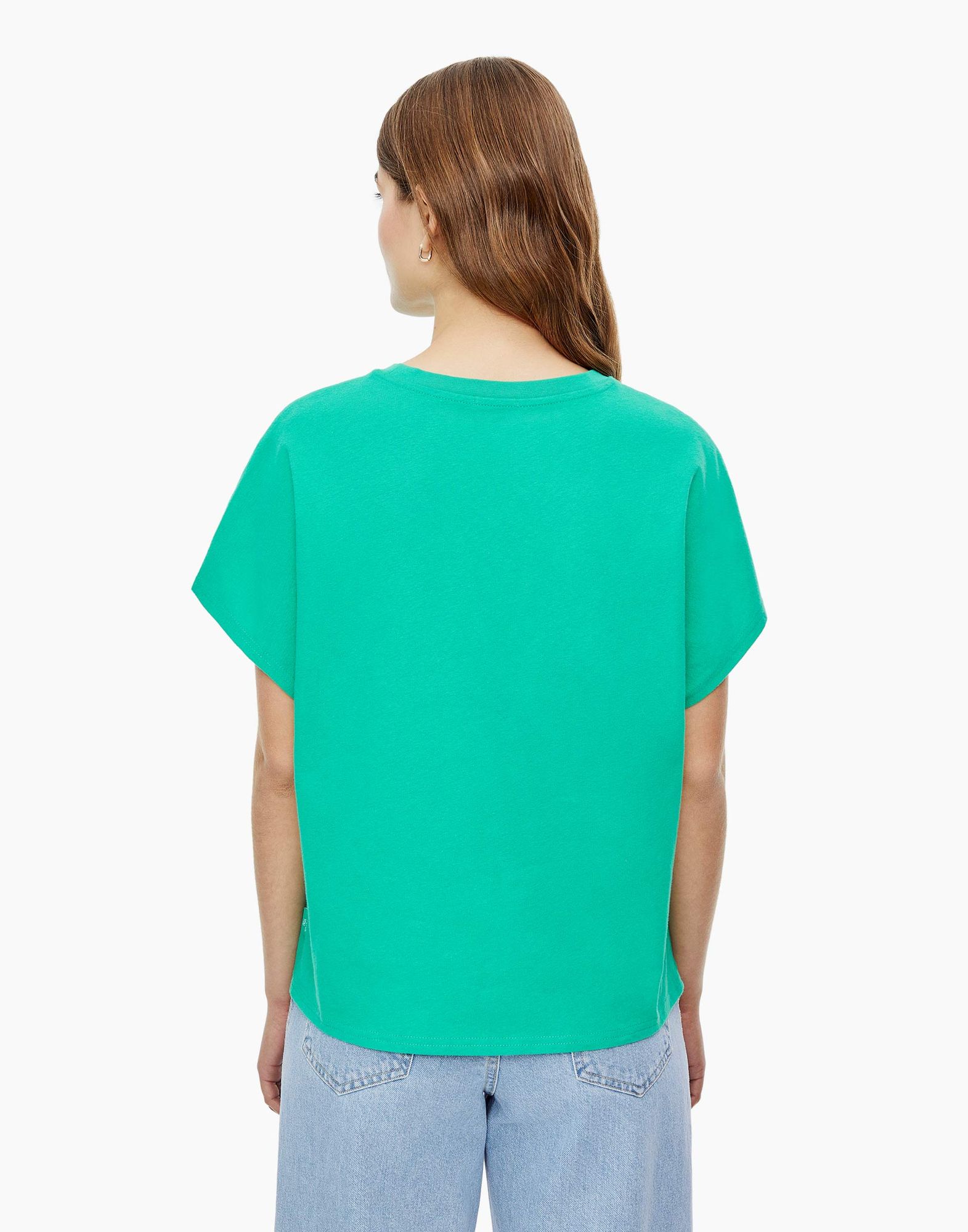 Зелёная базовая футболка oversize из тонкого джерси-2