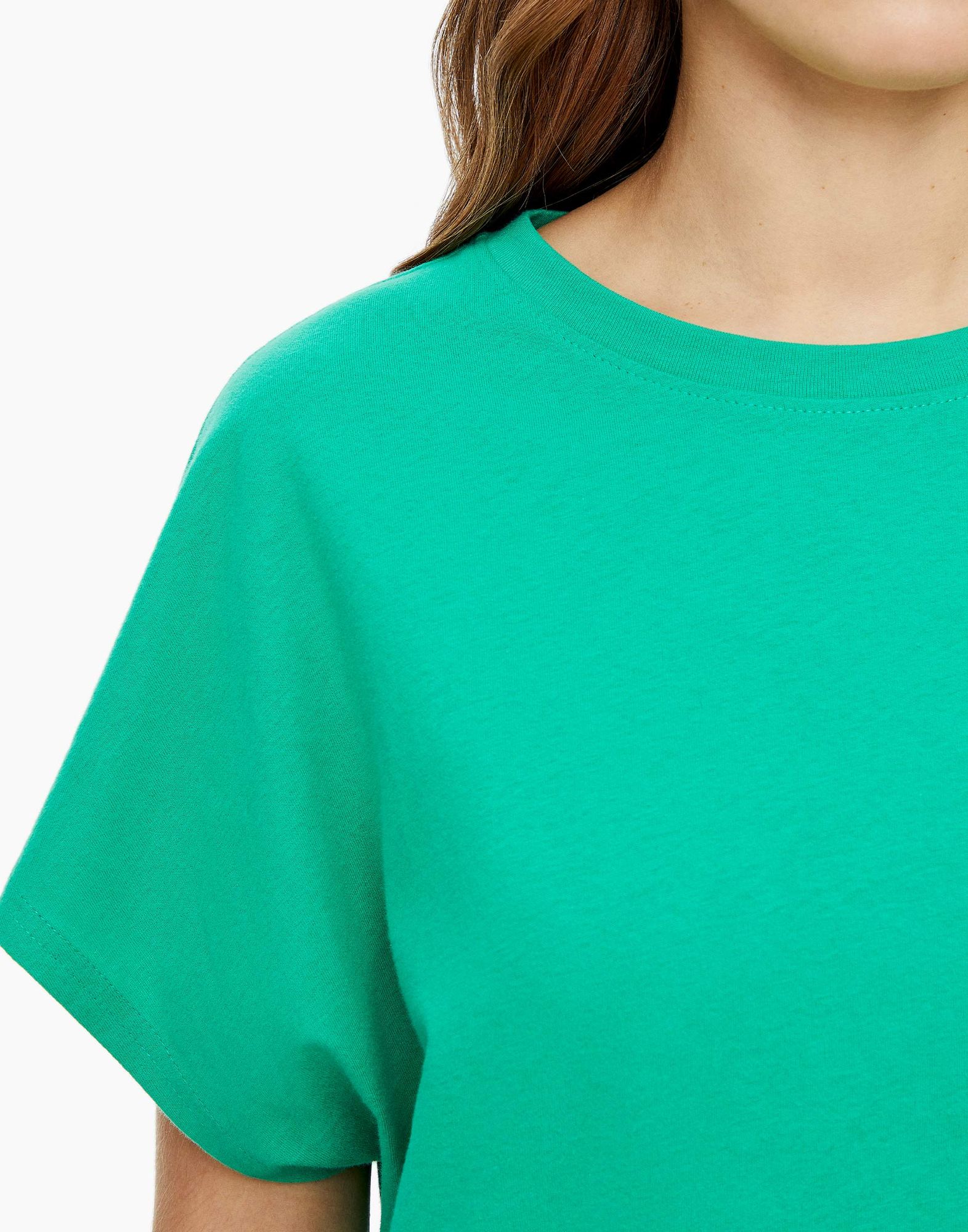 Зелёная базовая футболка oversize из тонкого джерси-3