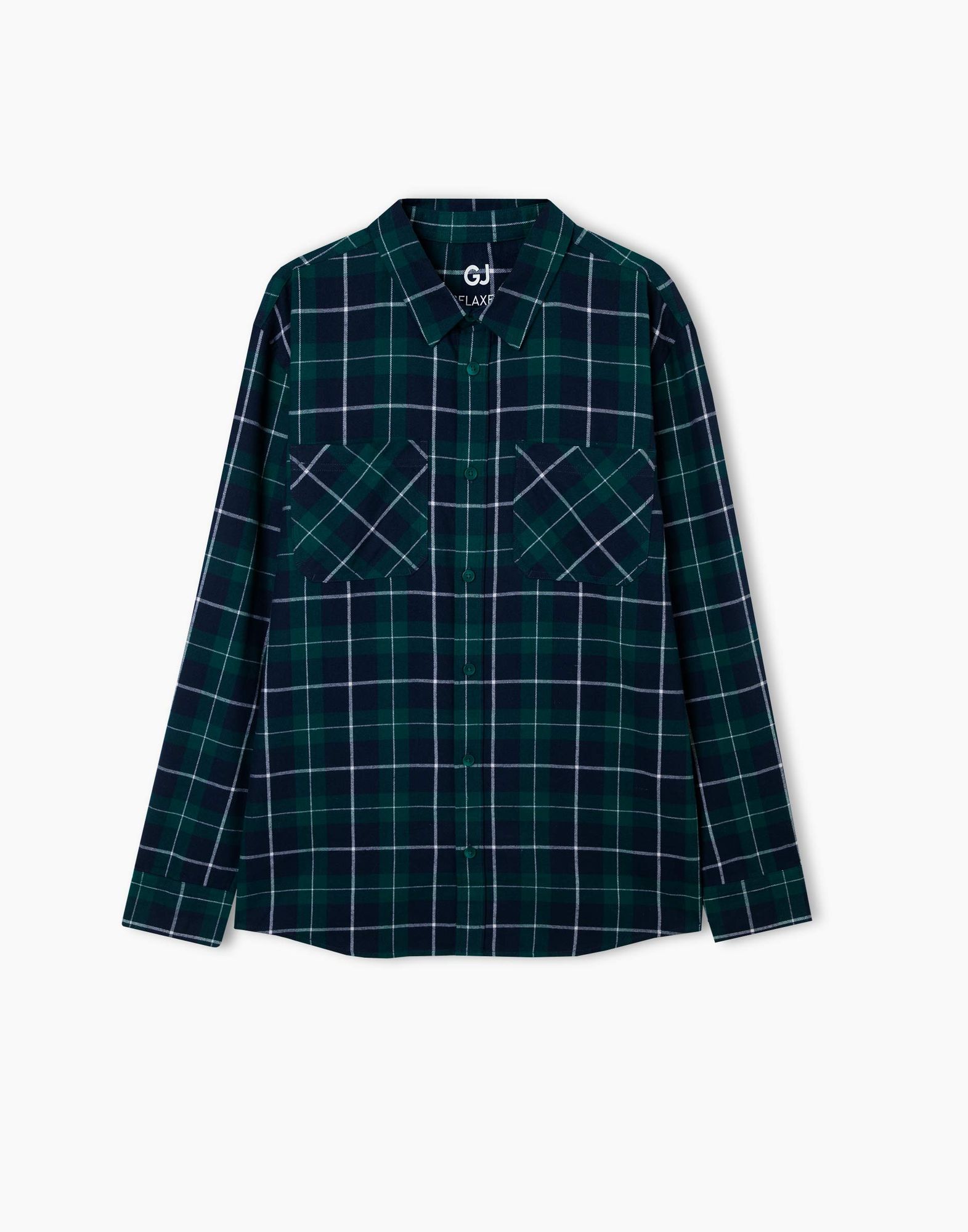 Зелёная клетчатая рубашка Comfort с карманами для мальчика-1