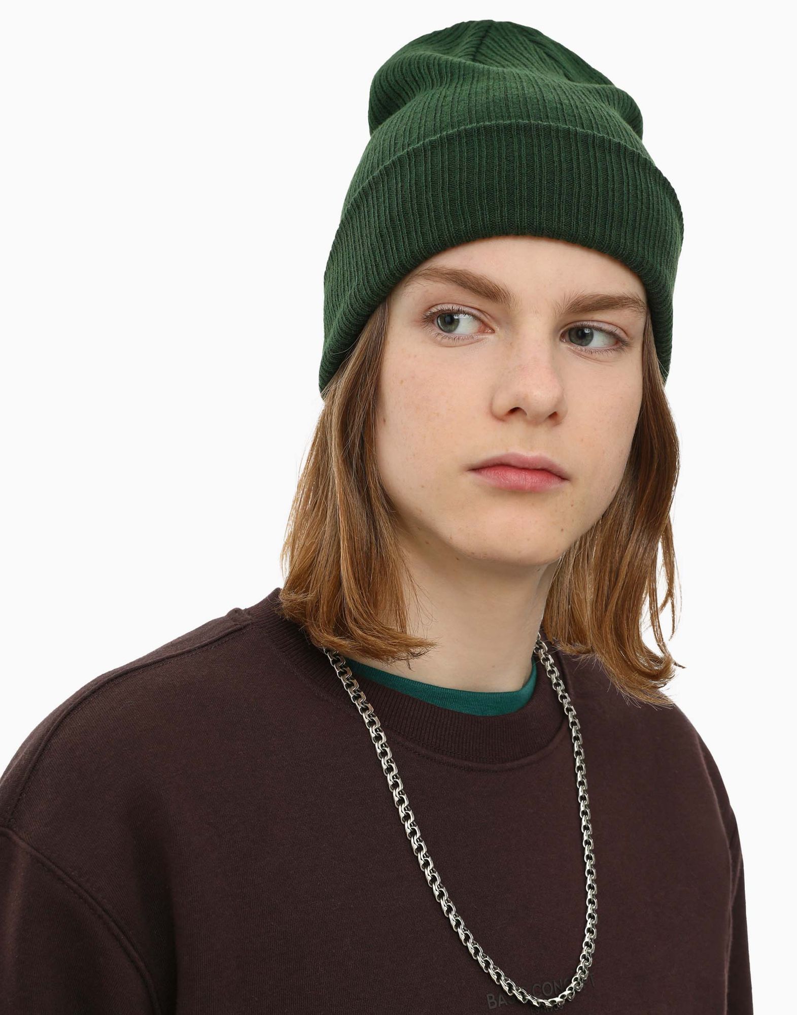 Зелёная шапка-бини для мальчика-0