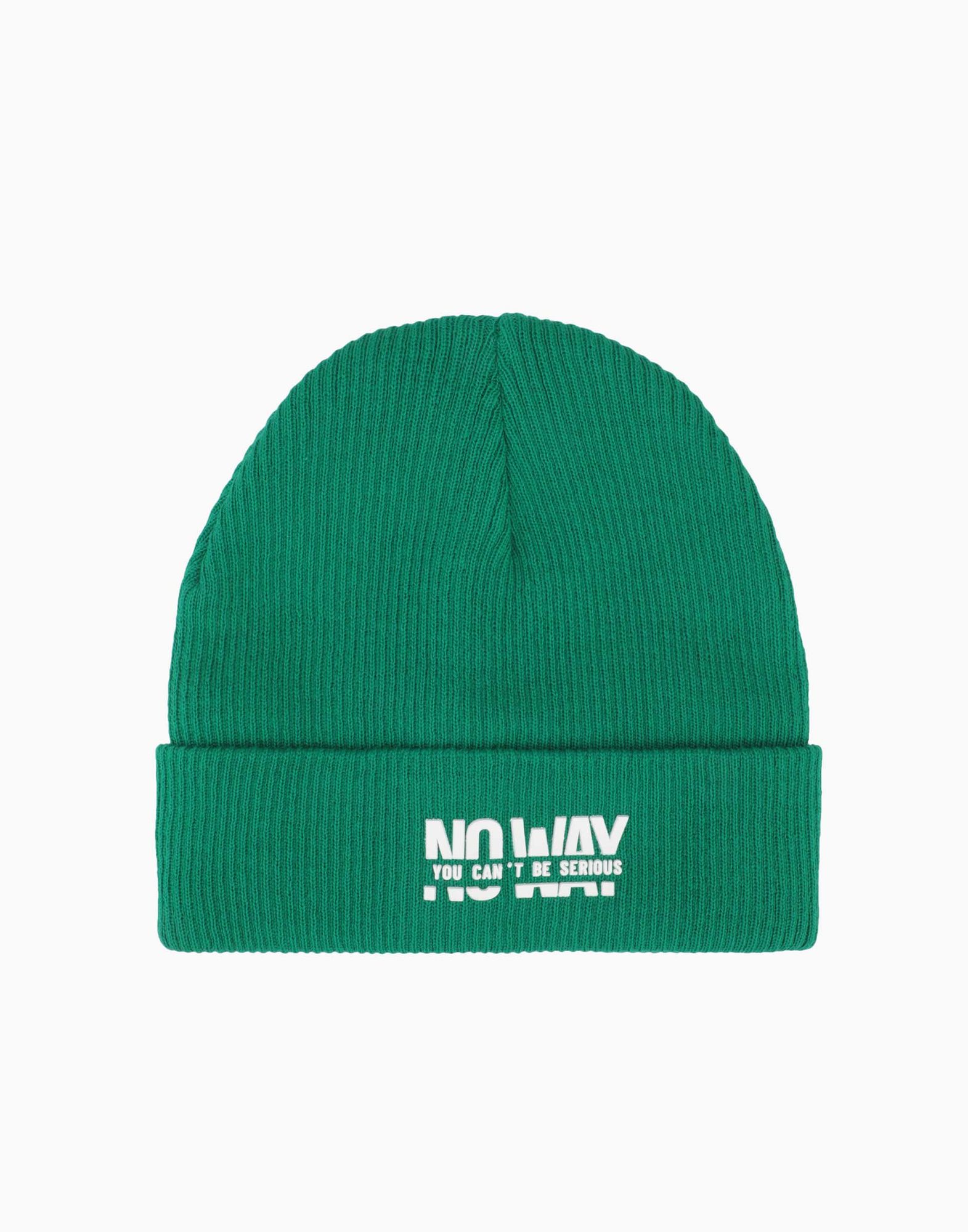 Зелёная шапка-бини с надписями для мальчика-0