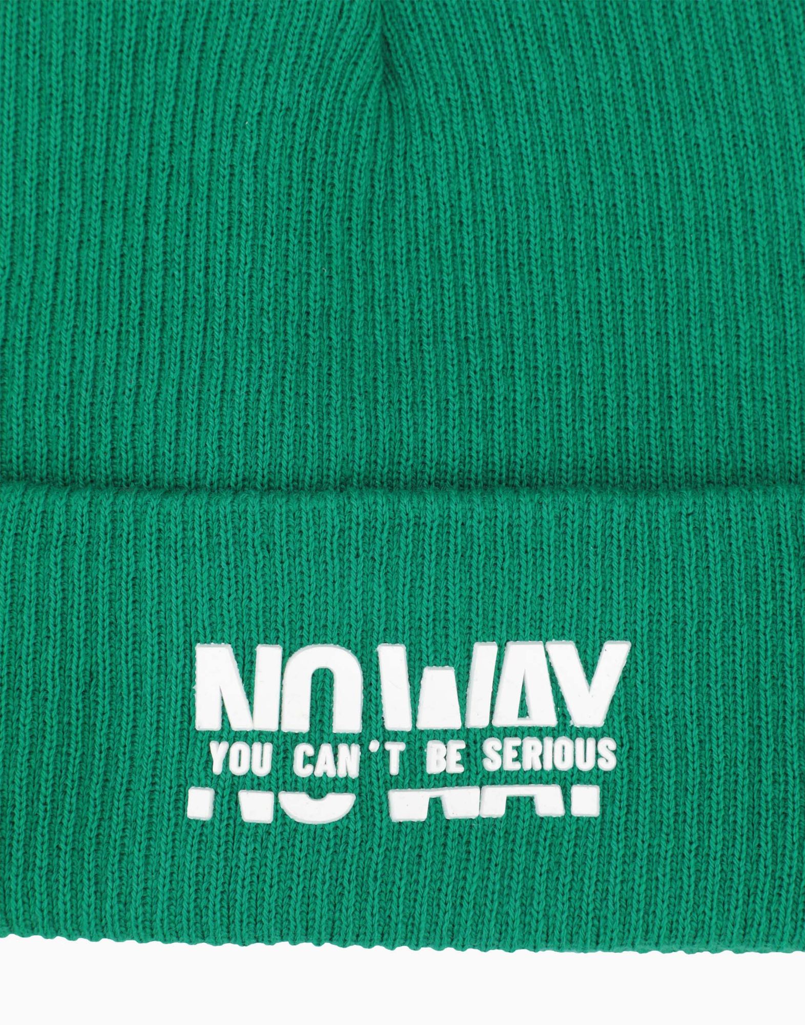 Зелёная шапка-бини с надписями для мальчика-2
