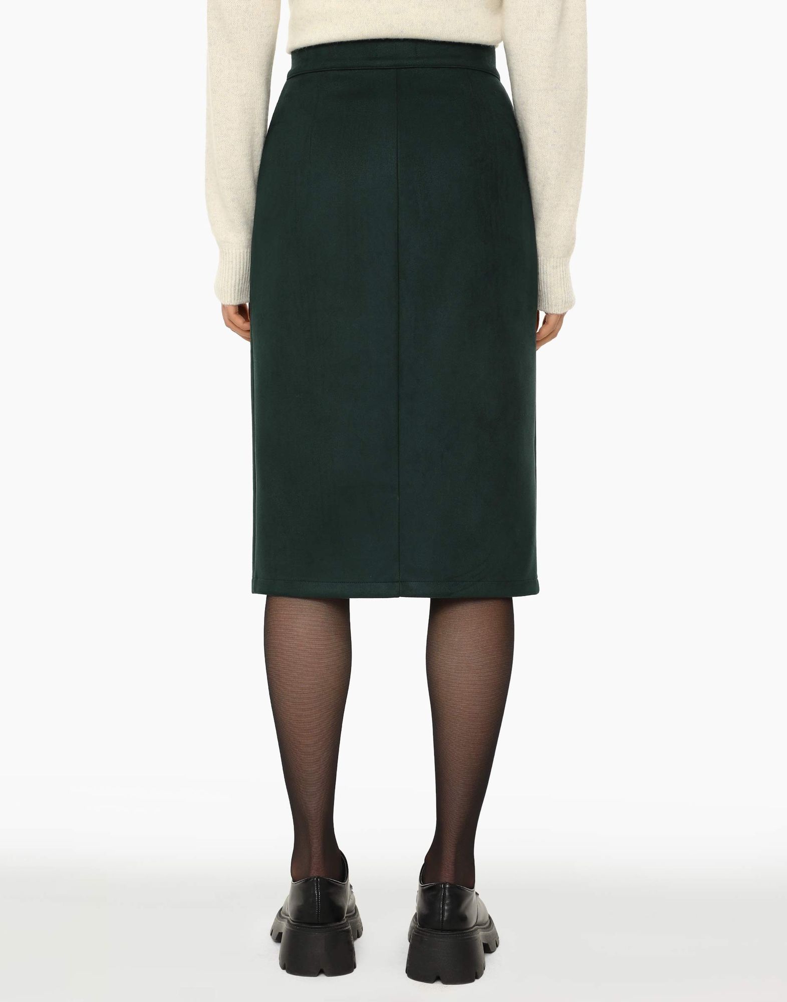 Зелёная юбка миди из экозамши-2